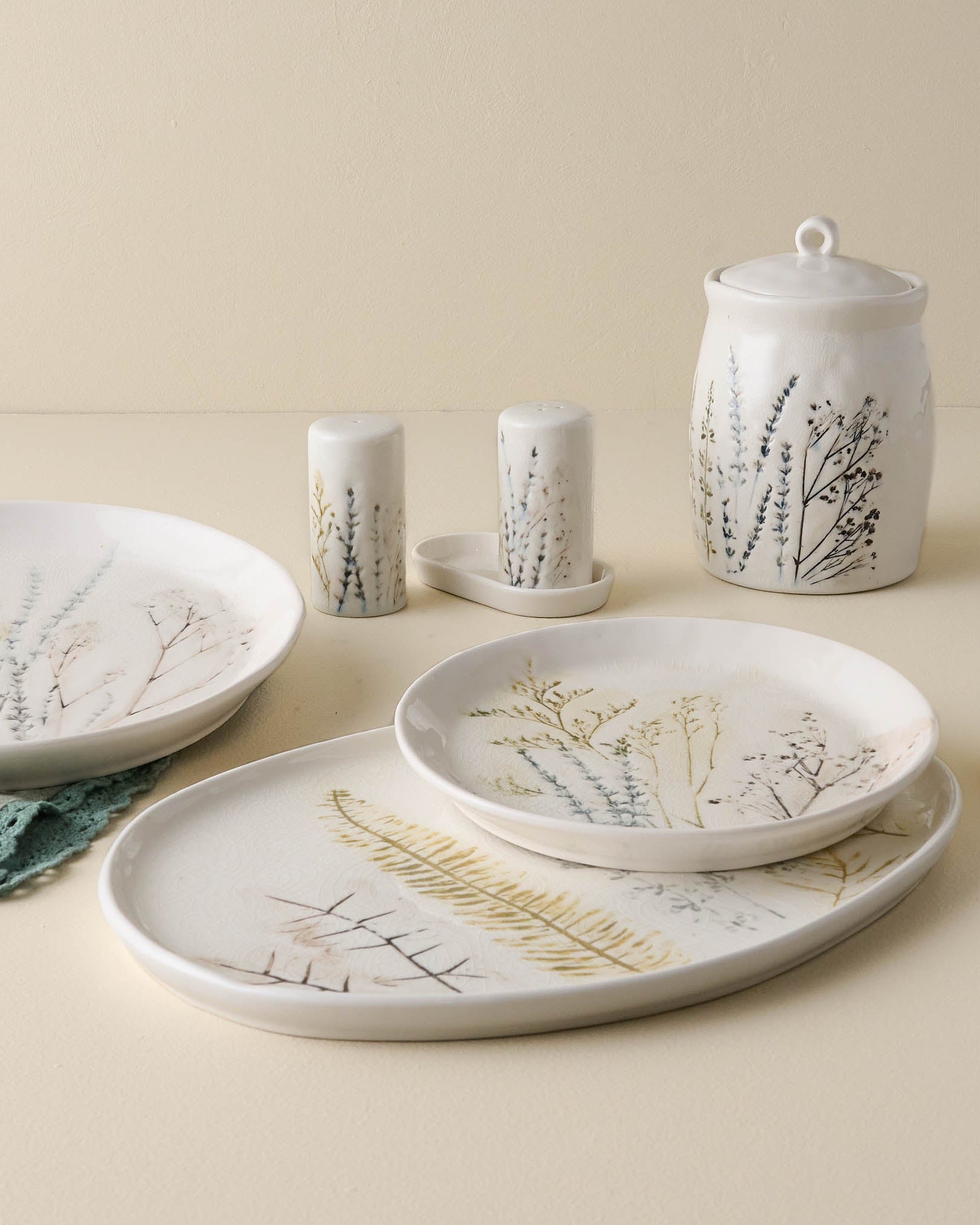 Pressed Floral Salt & Pepper Set with other pressed floral items