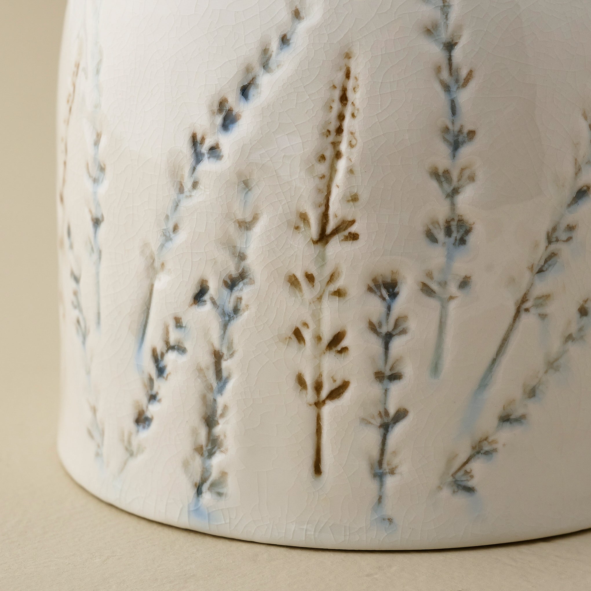 Pressed Floral Utensil Crock up close