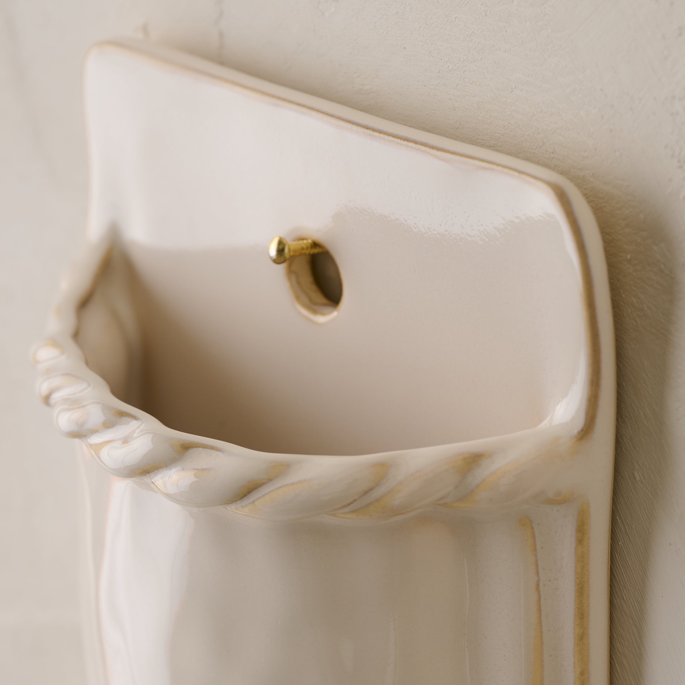 Cream Hale Ceramic Wall Vase up close
