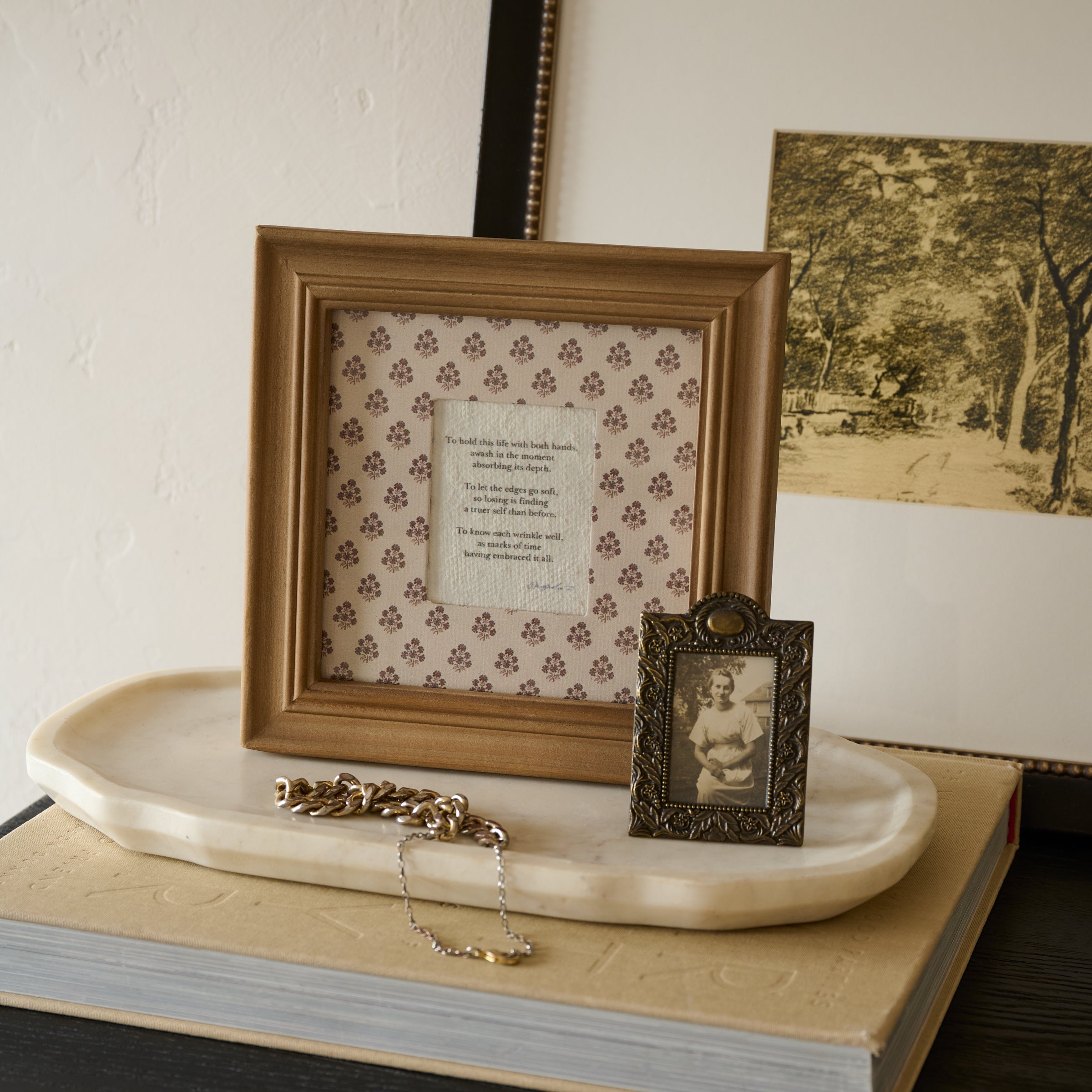 To Hold This Life Framed Poem shown styled on table