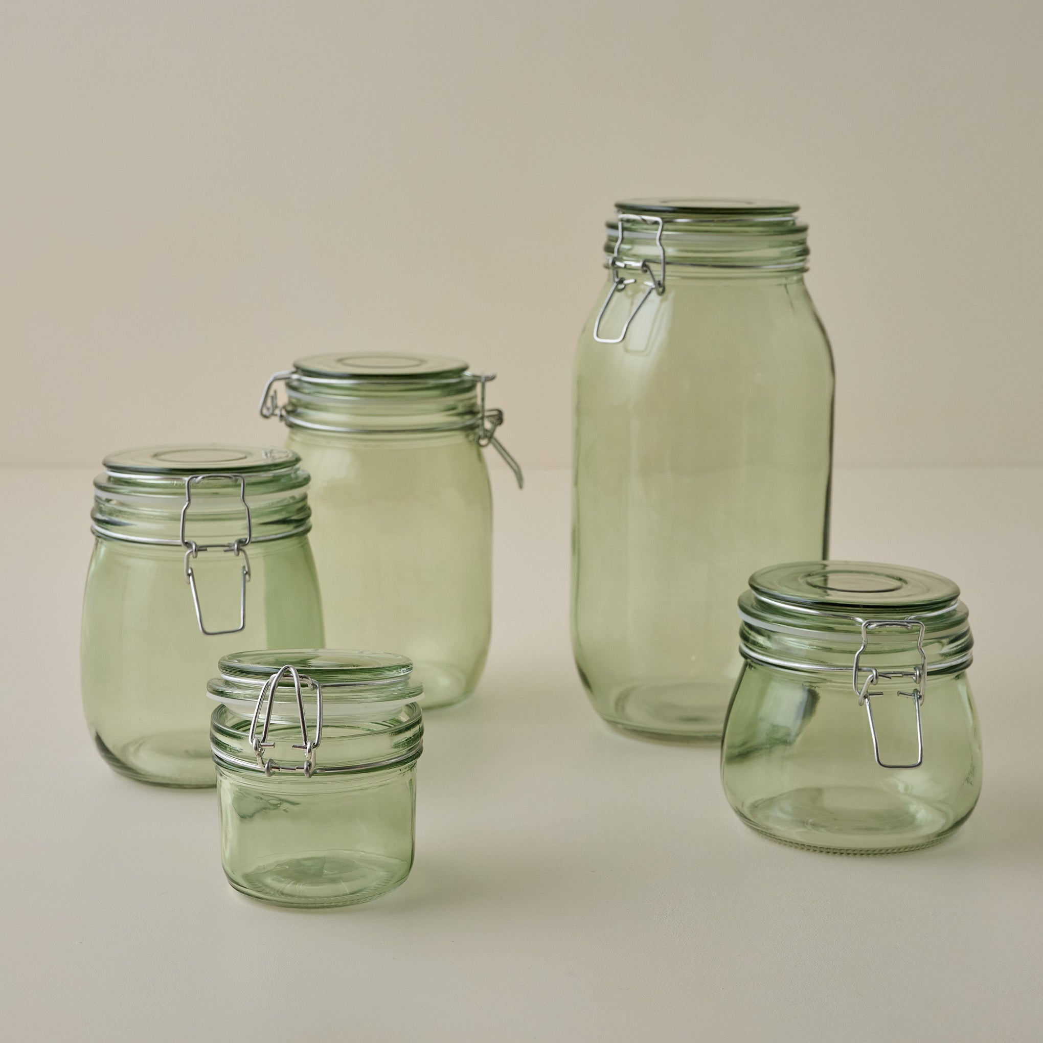 Magnoliass Green Glass Storage Jars