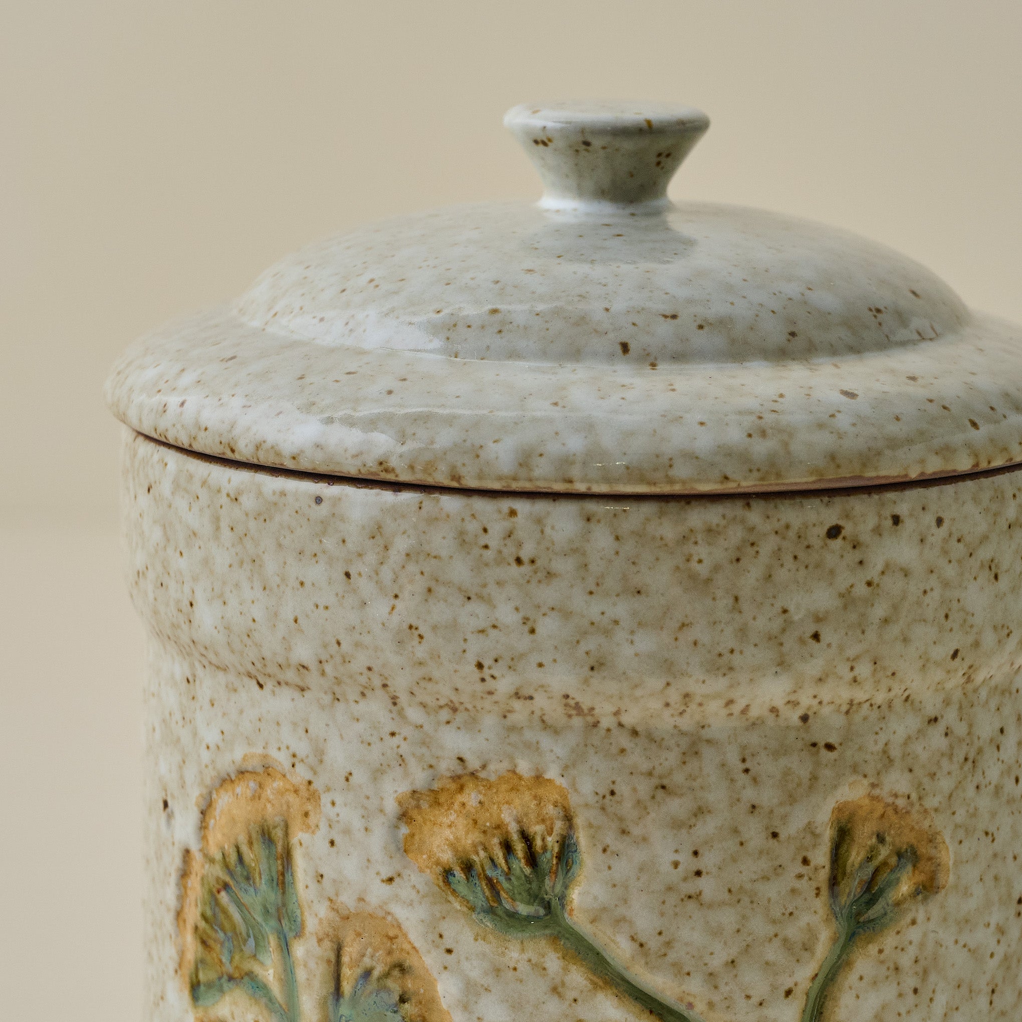 Golden Wildflower Canister up close