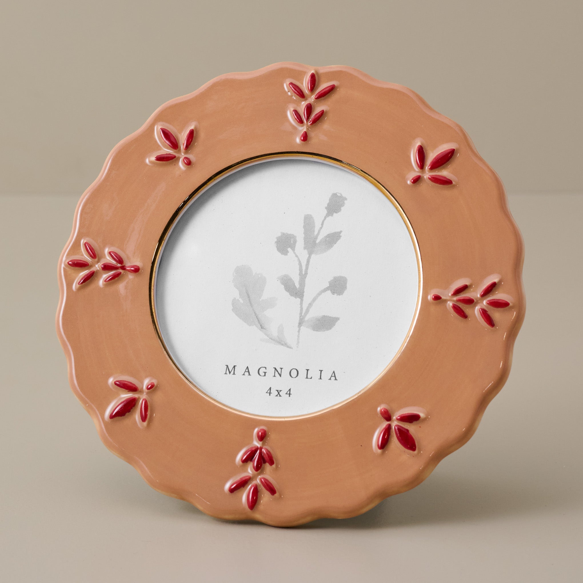 Rustic Clay Round Ceramic Juliet Photo Frame