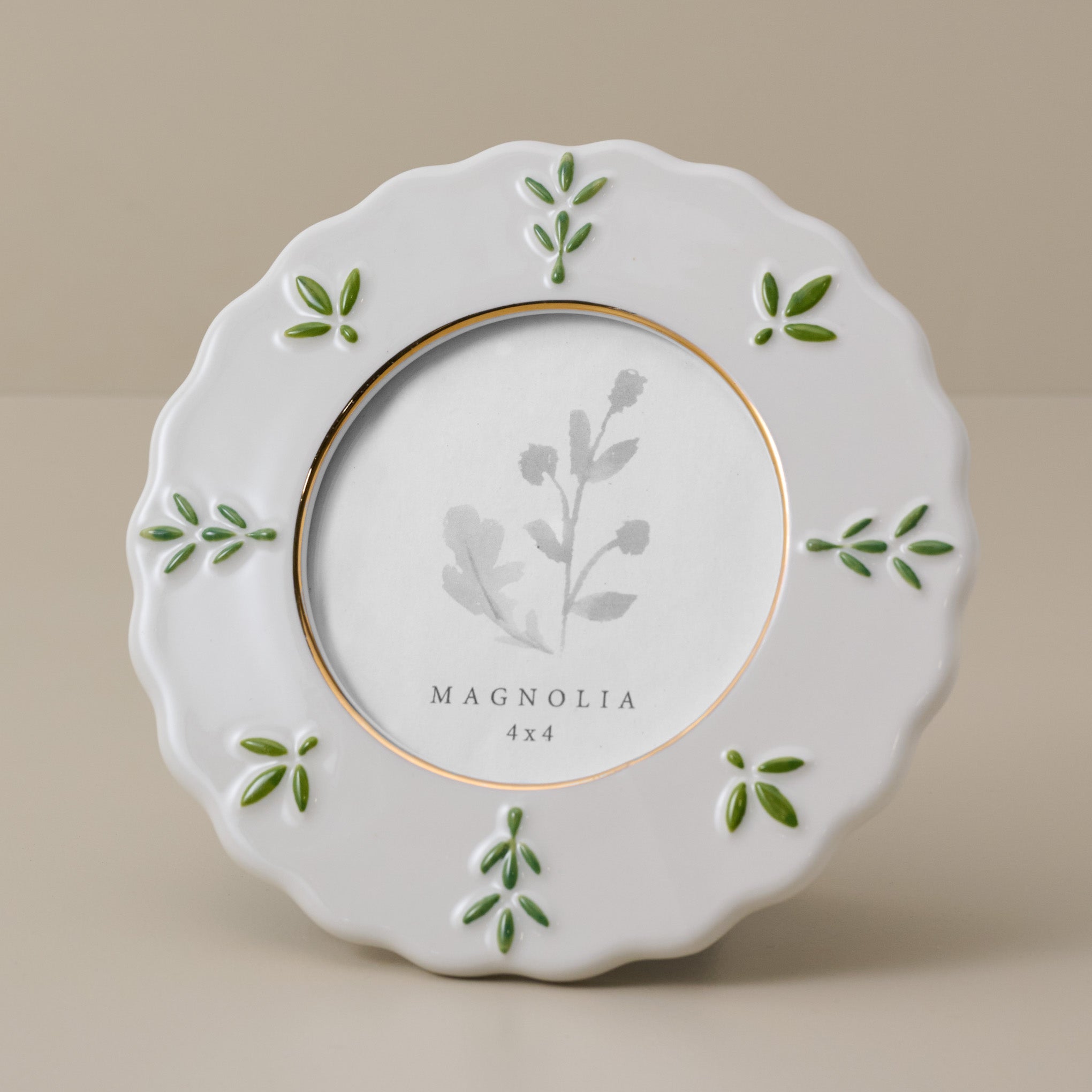 fern Round Ceramic Juliet Photo Frame