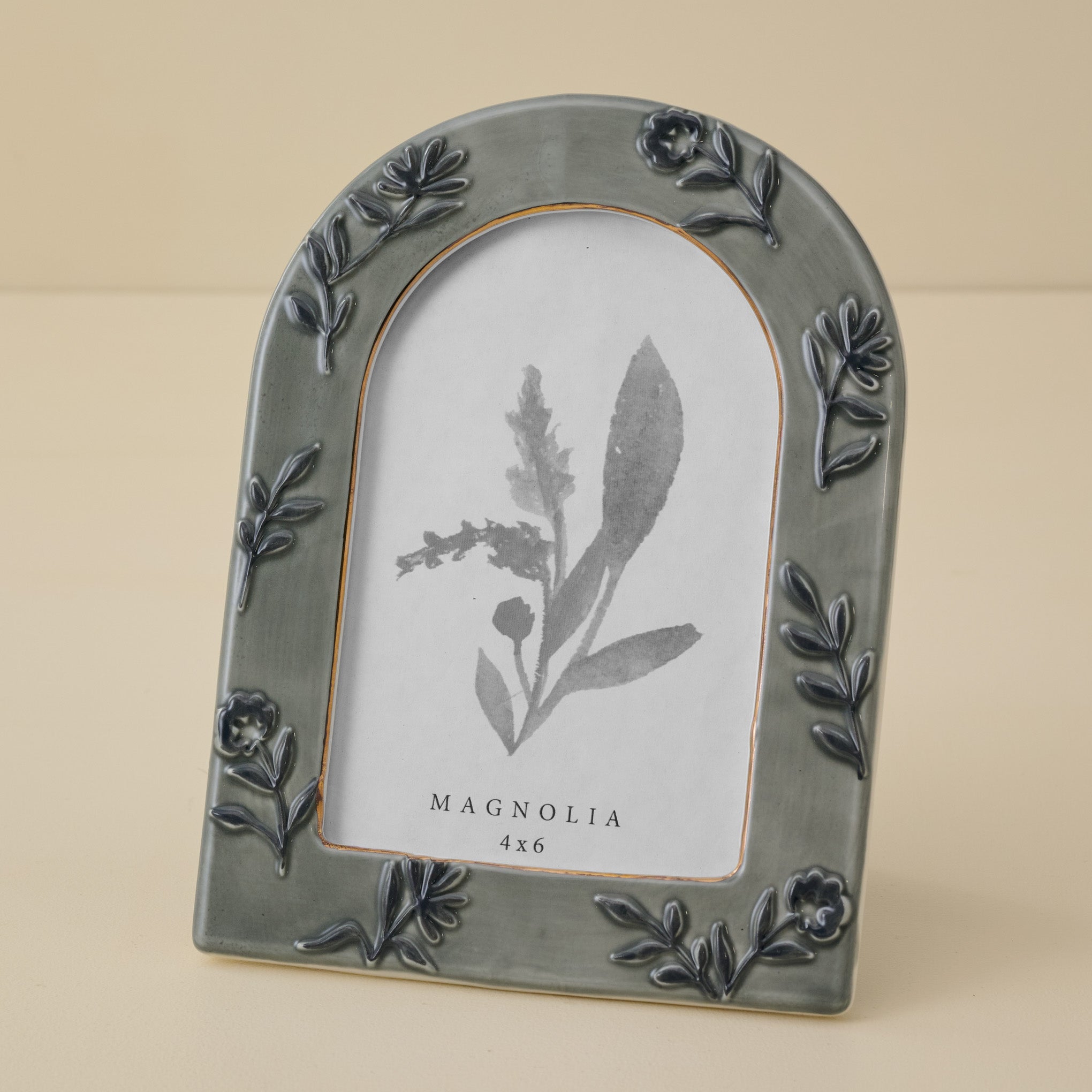 4x6 Ceramic Arched Floral Photo Frame