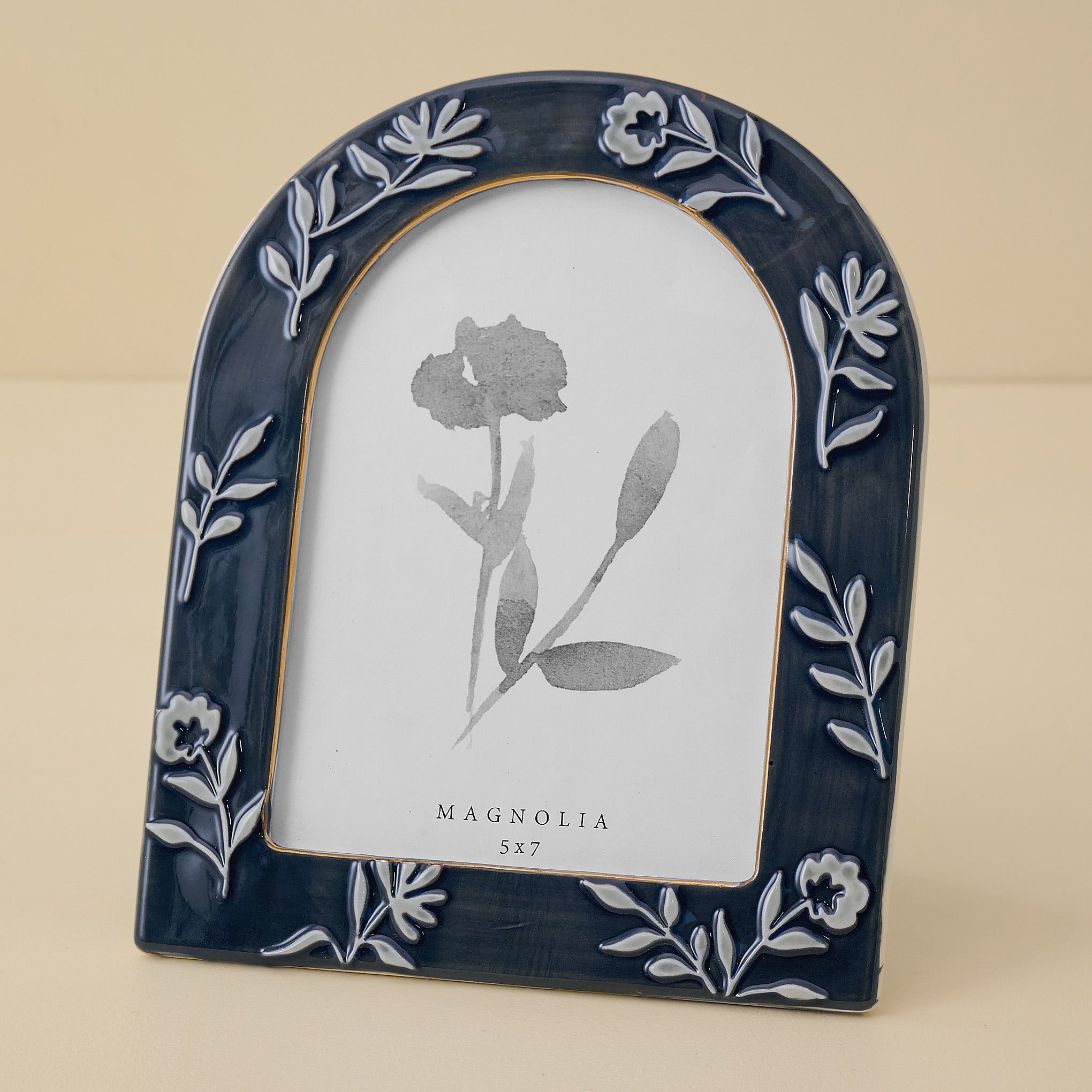 5x7 Ceramic Arched Floral Photo Frame