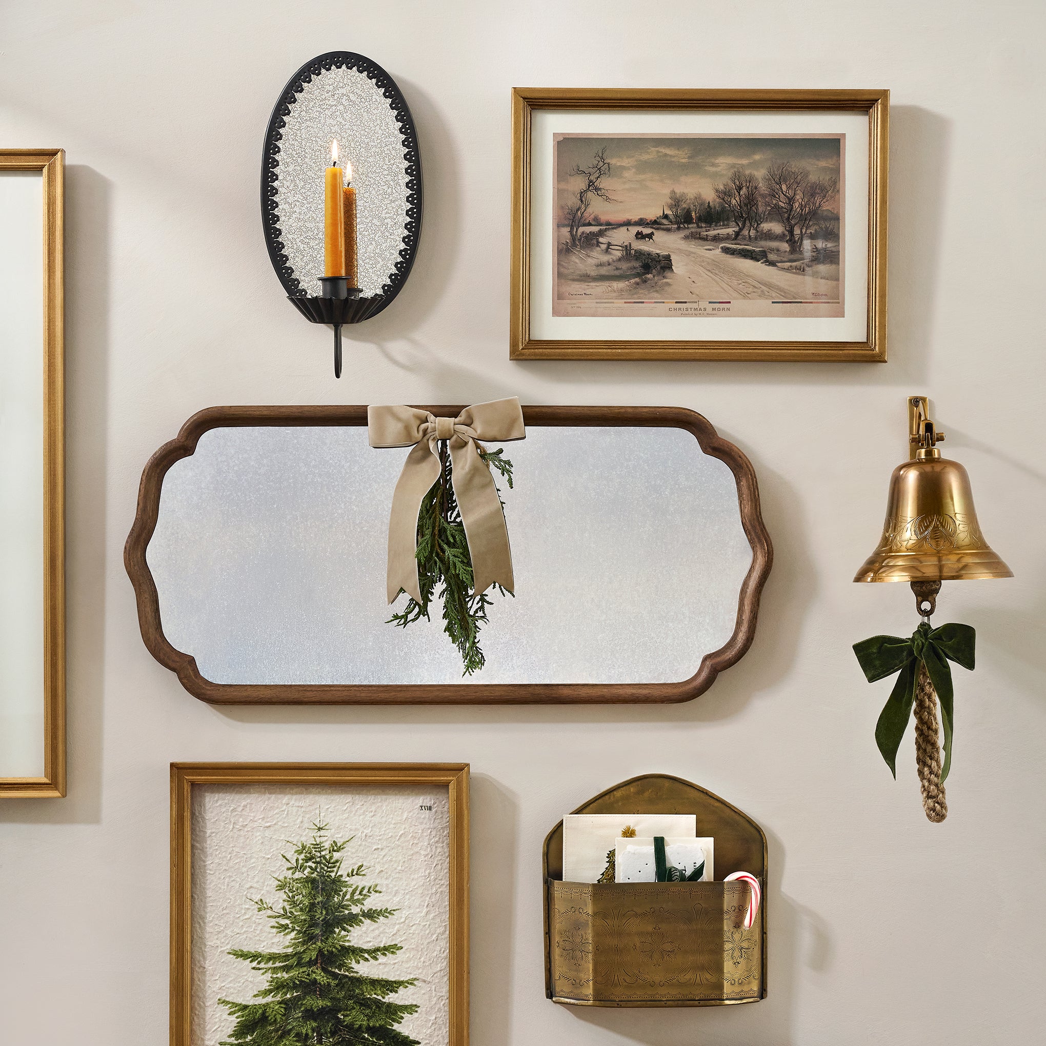 Vintage Christmas Morn Framed Print in a gallery wall