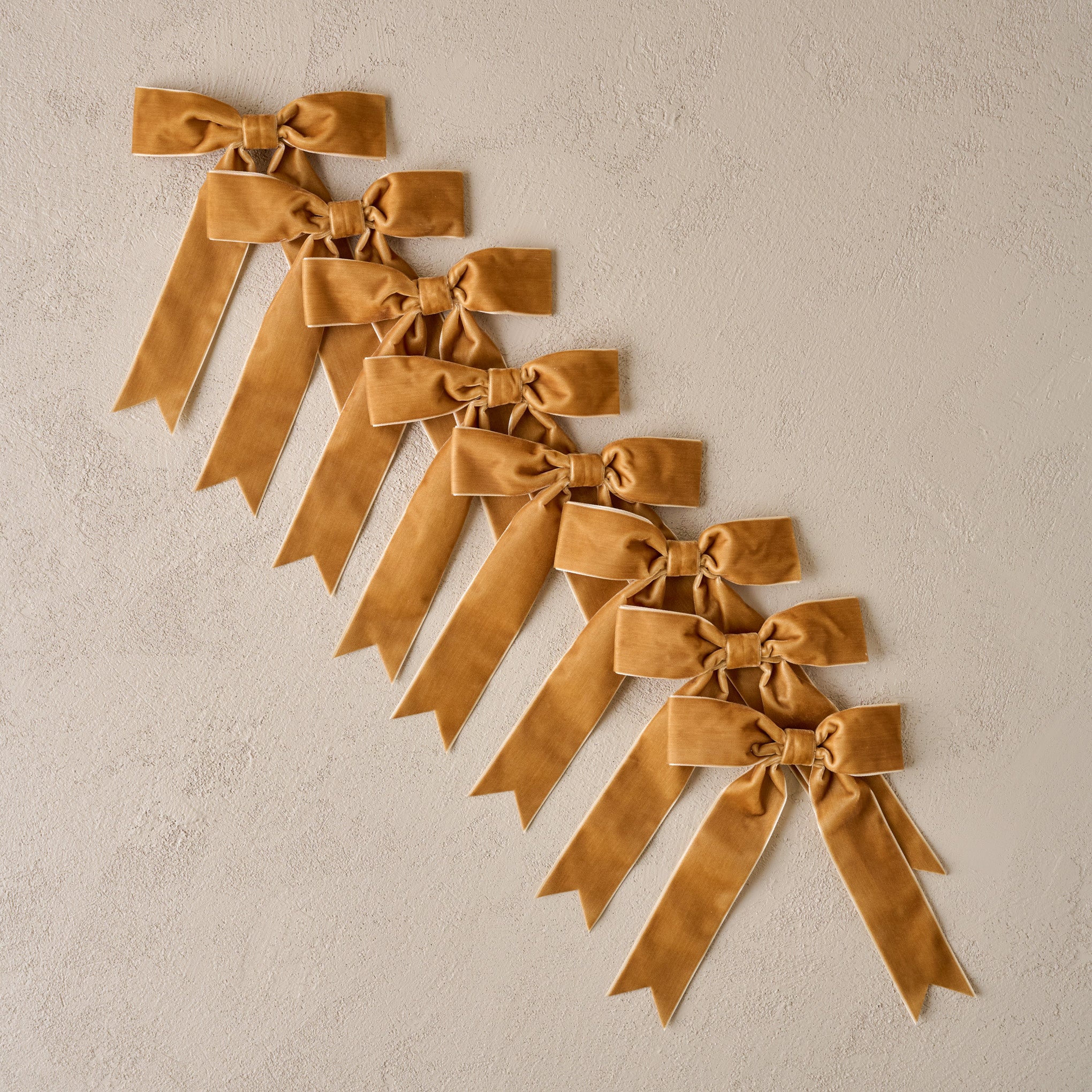 Amber Velvet Bow Ornament Clip, Set of 8