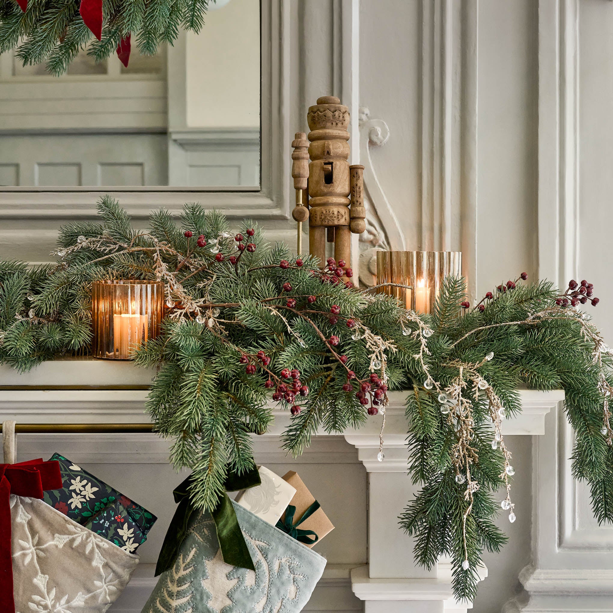 Winter Splendor Garland on a mantel