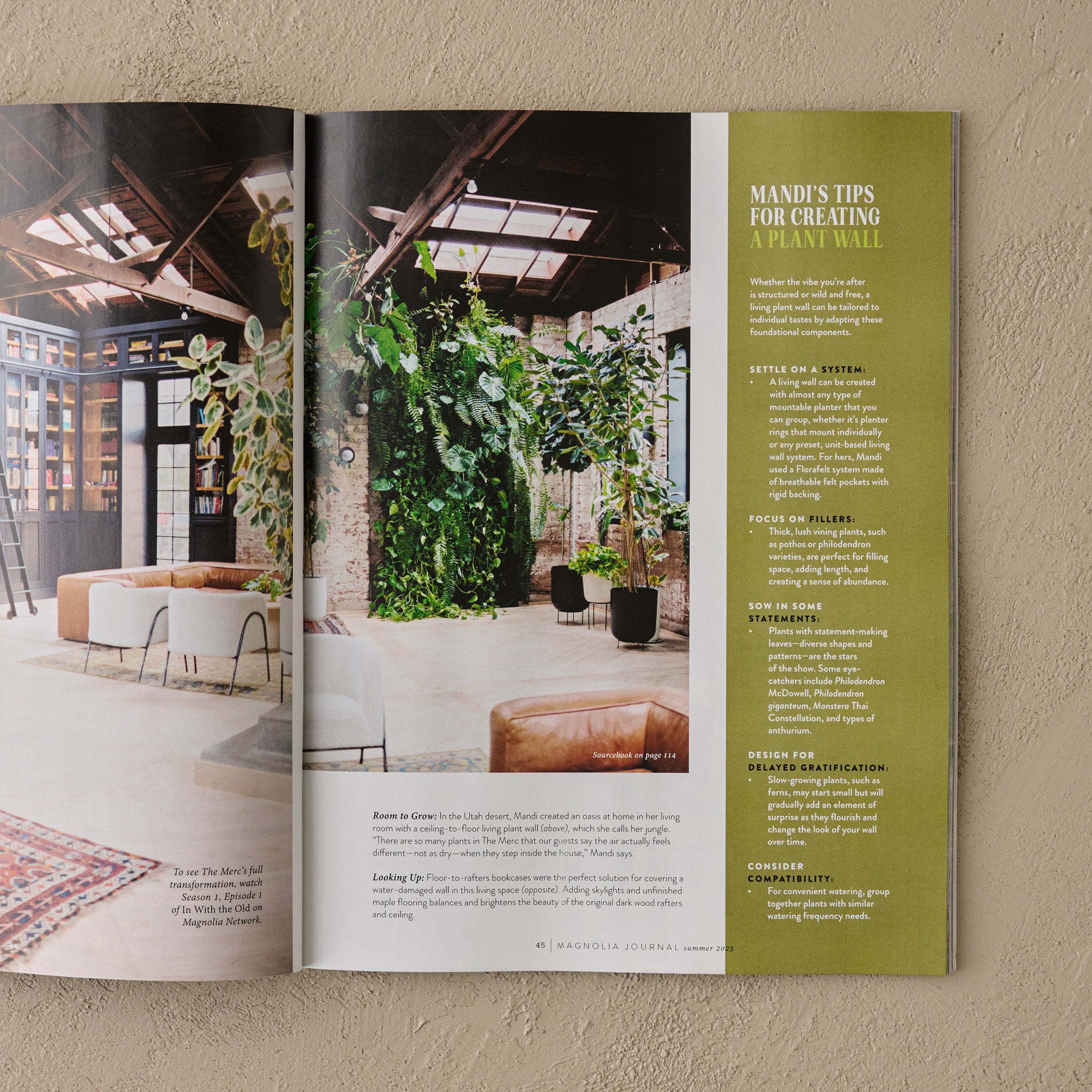 Magnoliass Journal Summer 2025 plant wall story