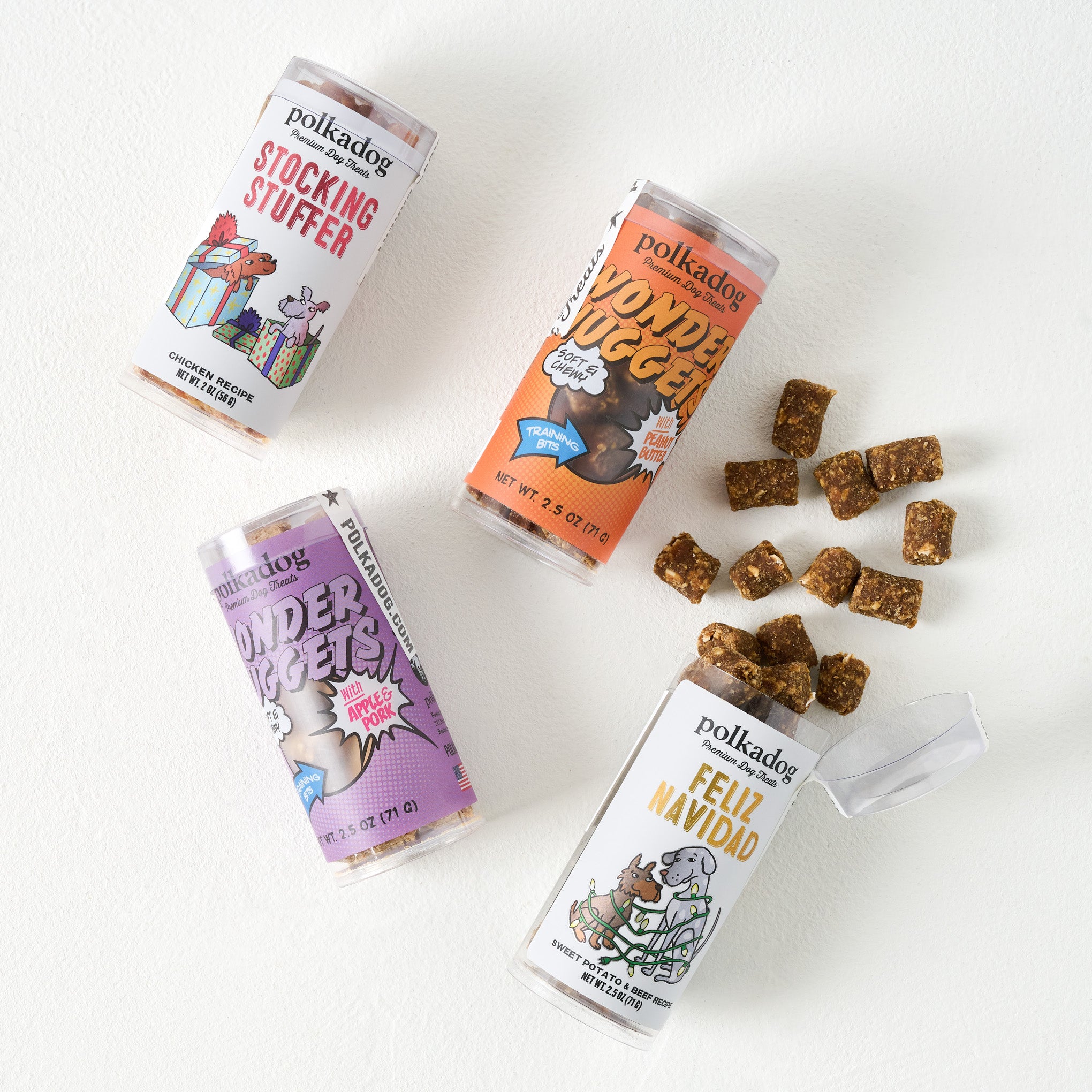 Polkadog Wonder Nuggets with Peanut Butter Treats shown with other treats