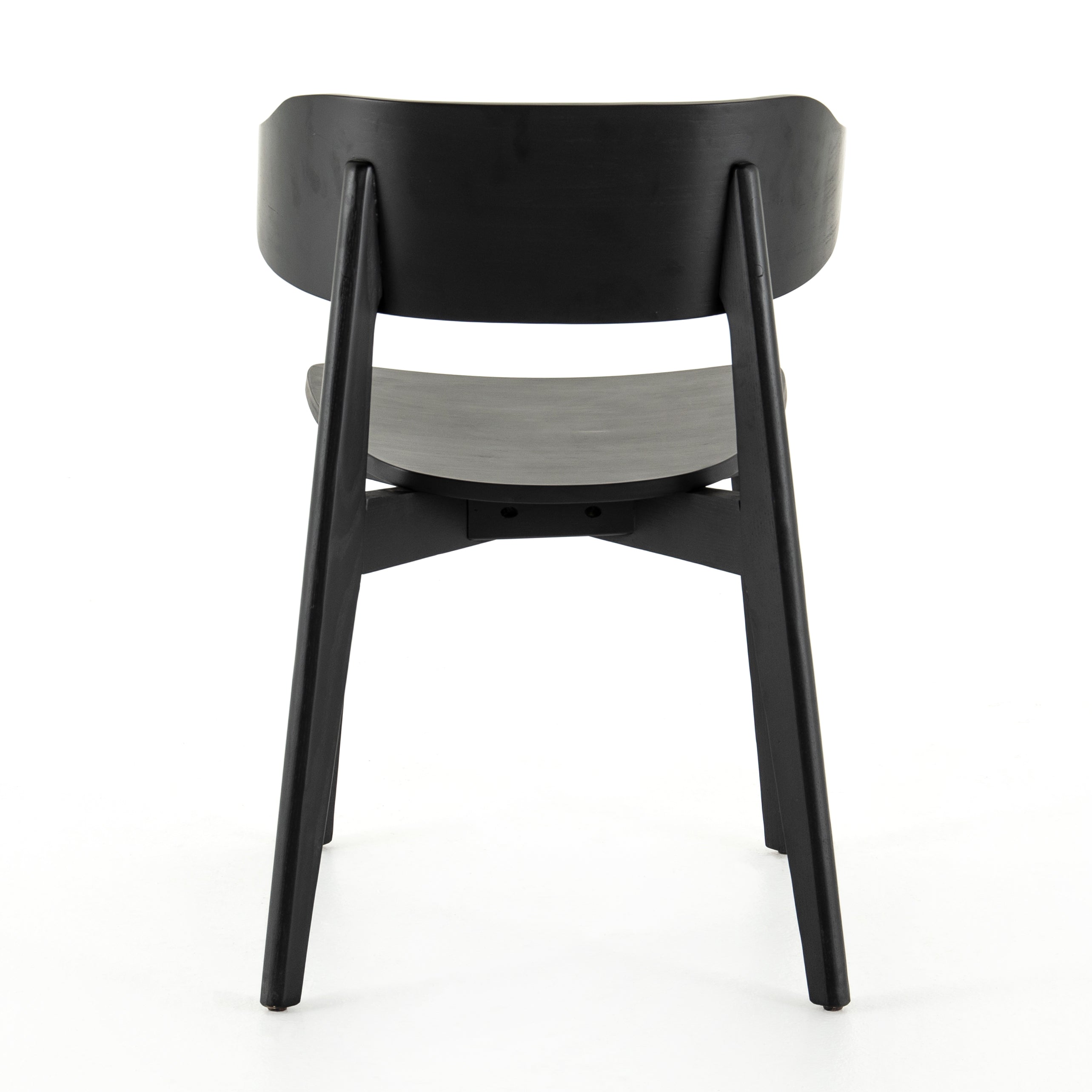 modern black wood curved back dining chair