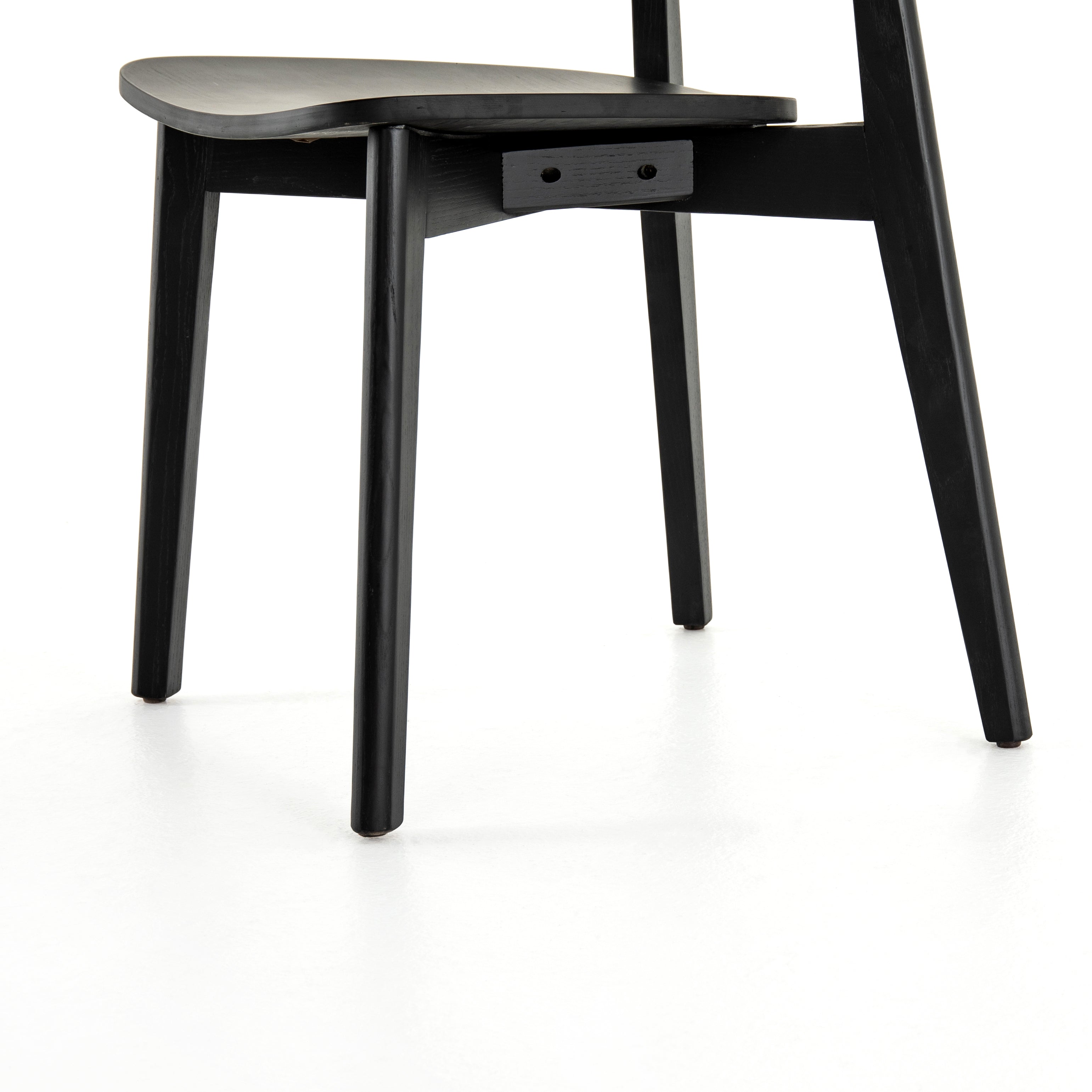 modern black wood curved back dining chair