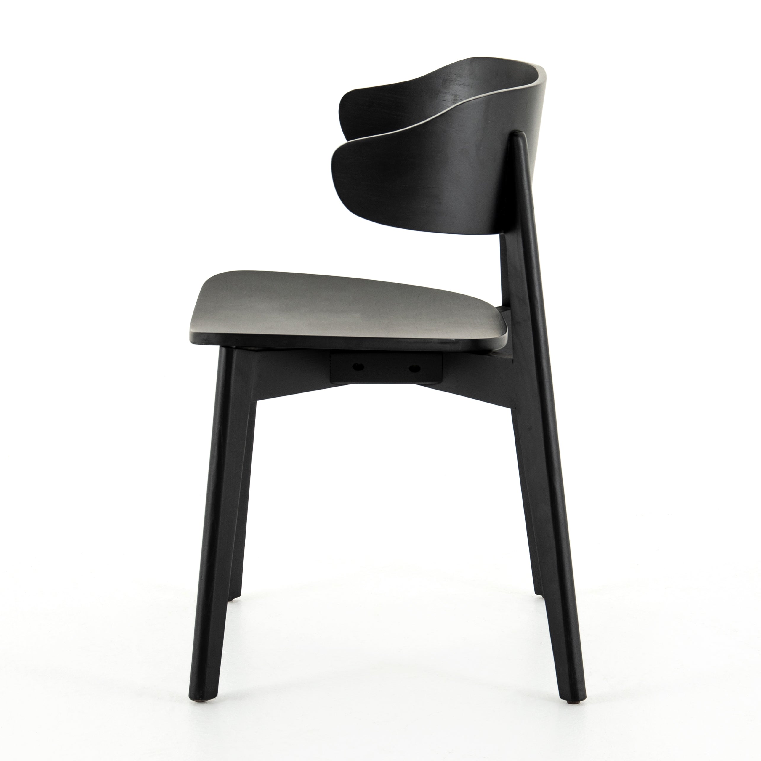 modern black wood curved back dining chair