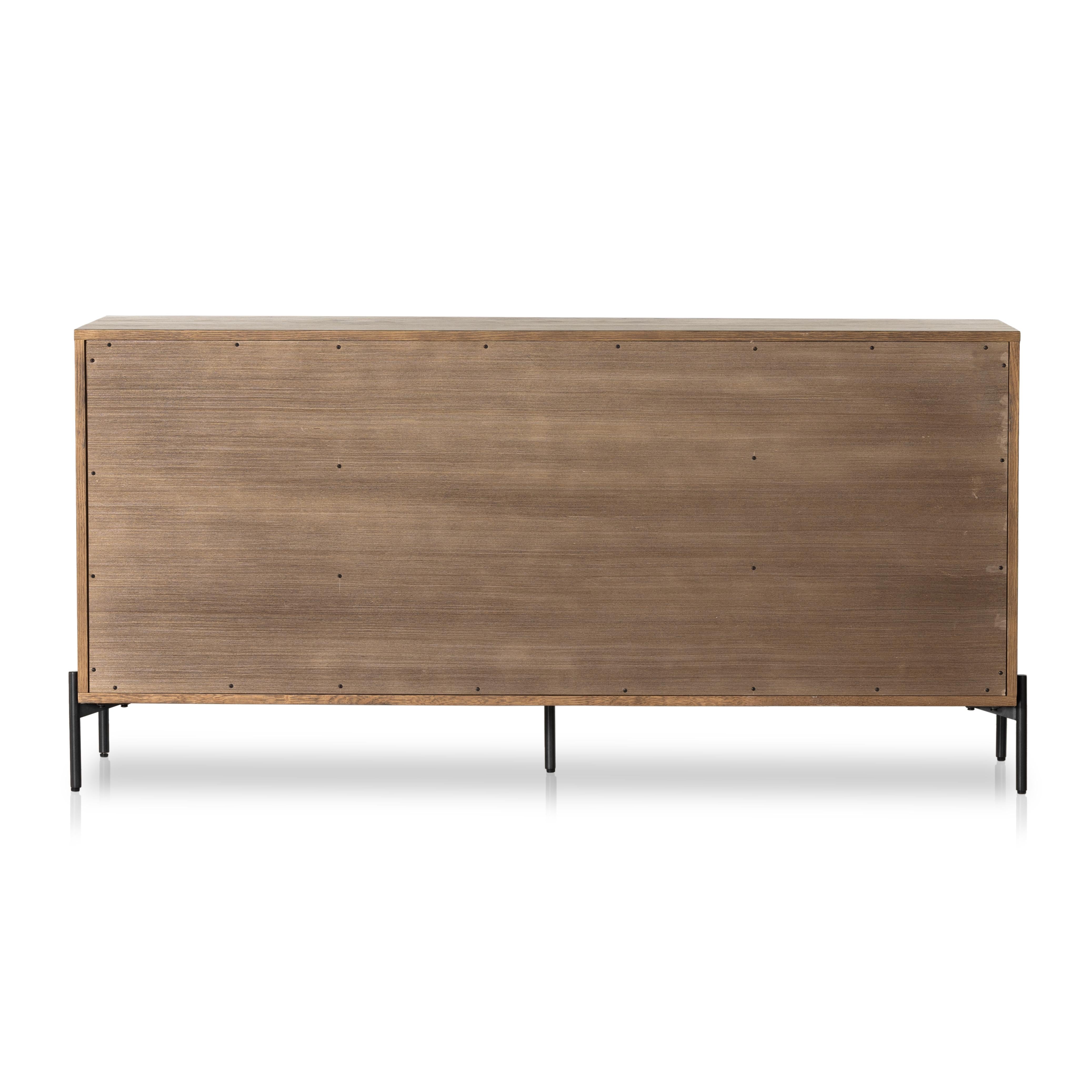 Liam 9 Drawer Dresser in amber oak back view