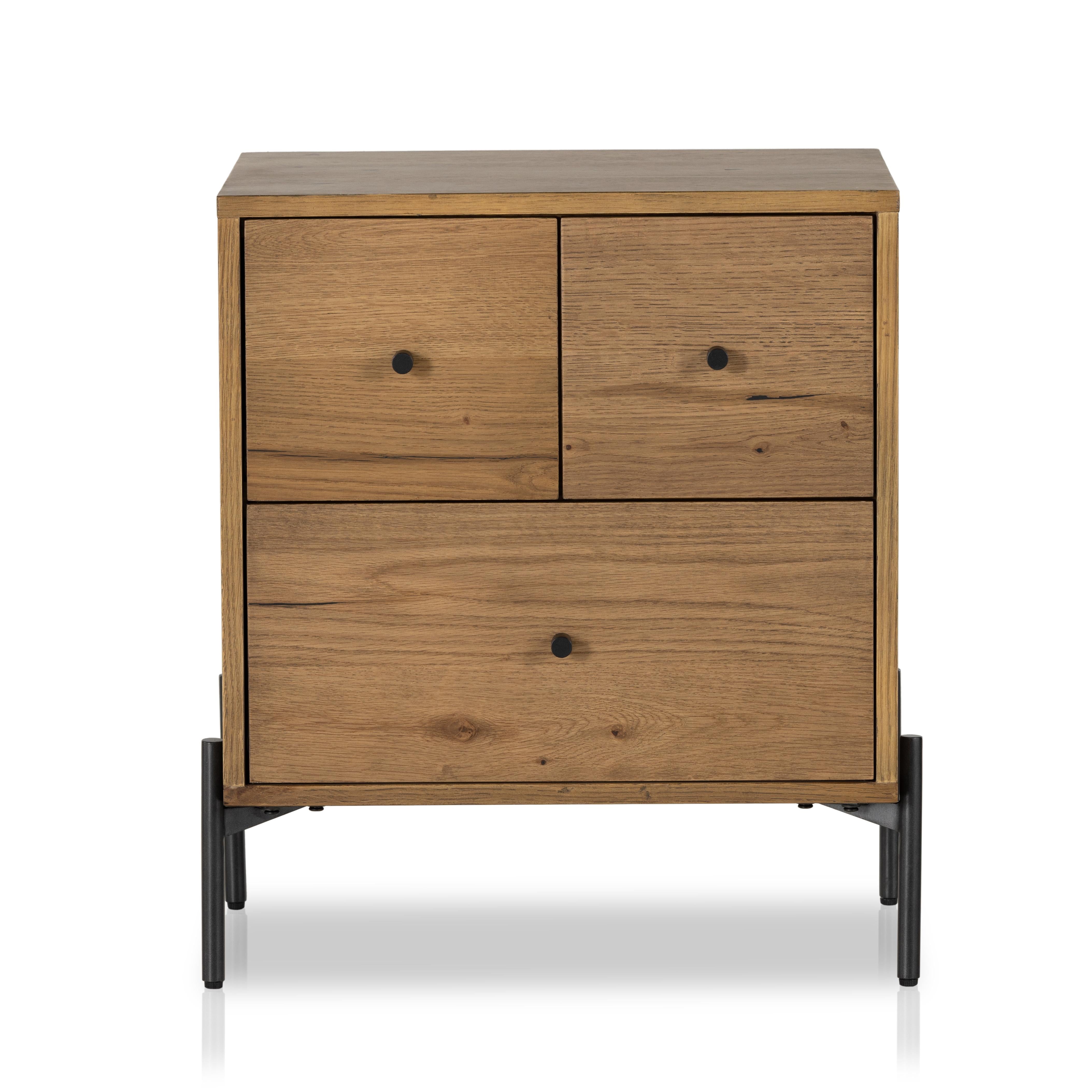 Liam Nightstand in amber oak front view