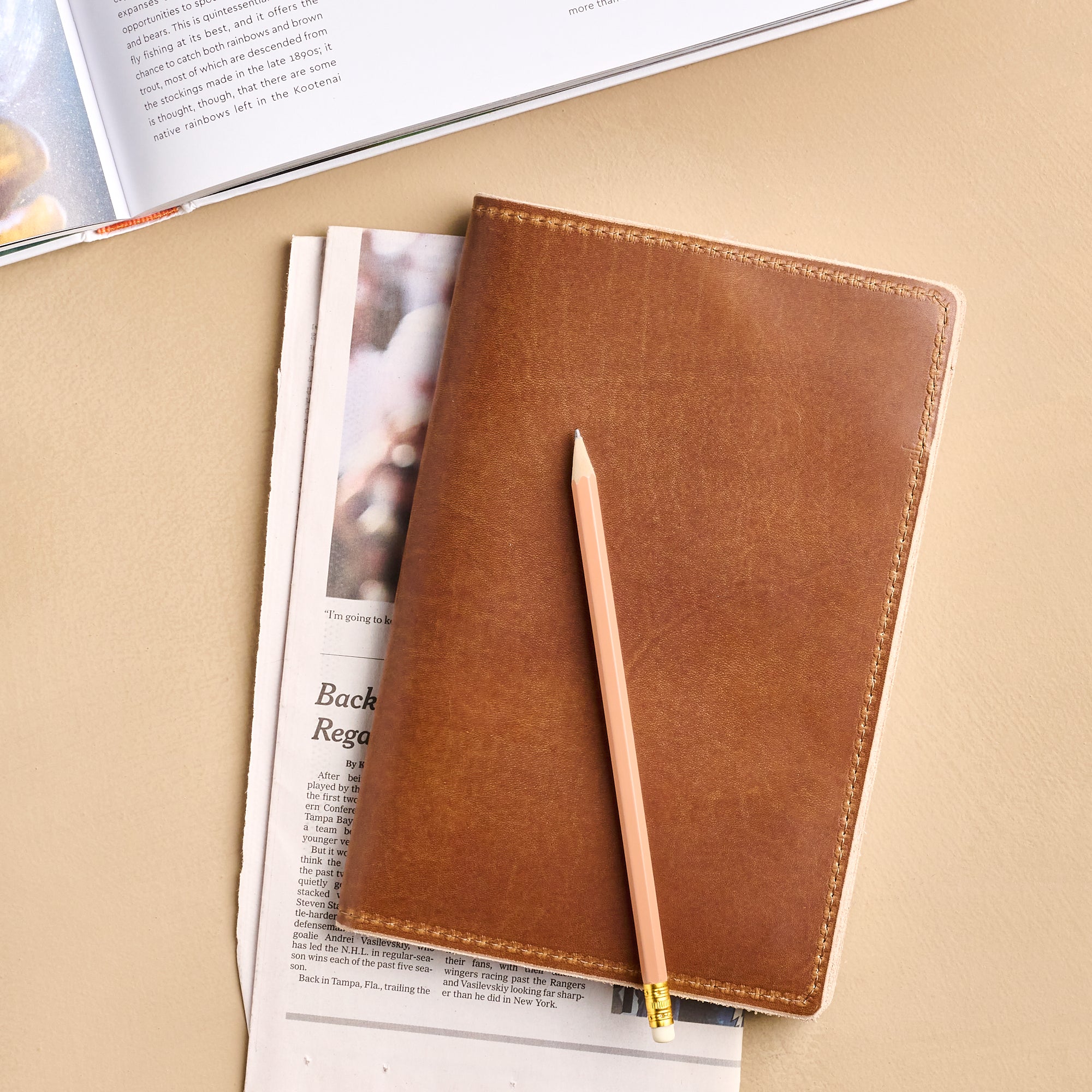 Magnoliass Debossed Number 16 Leather Small Pad Folio