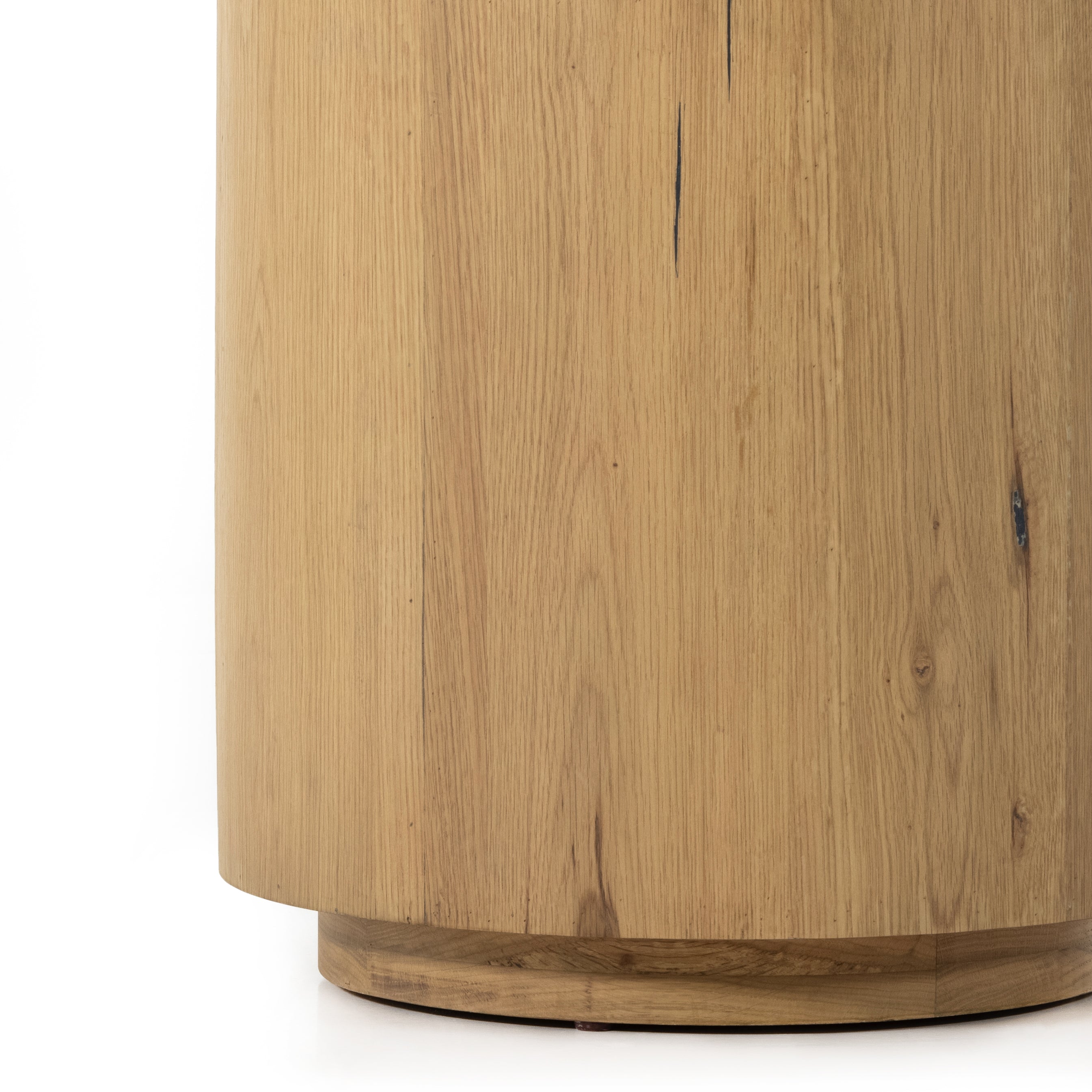 asher round oak veneer side table exclusive to Magnoliass