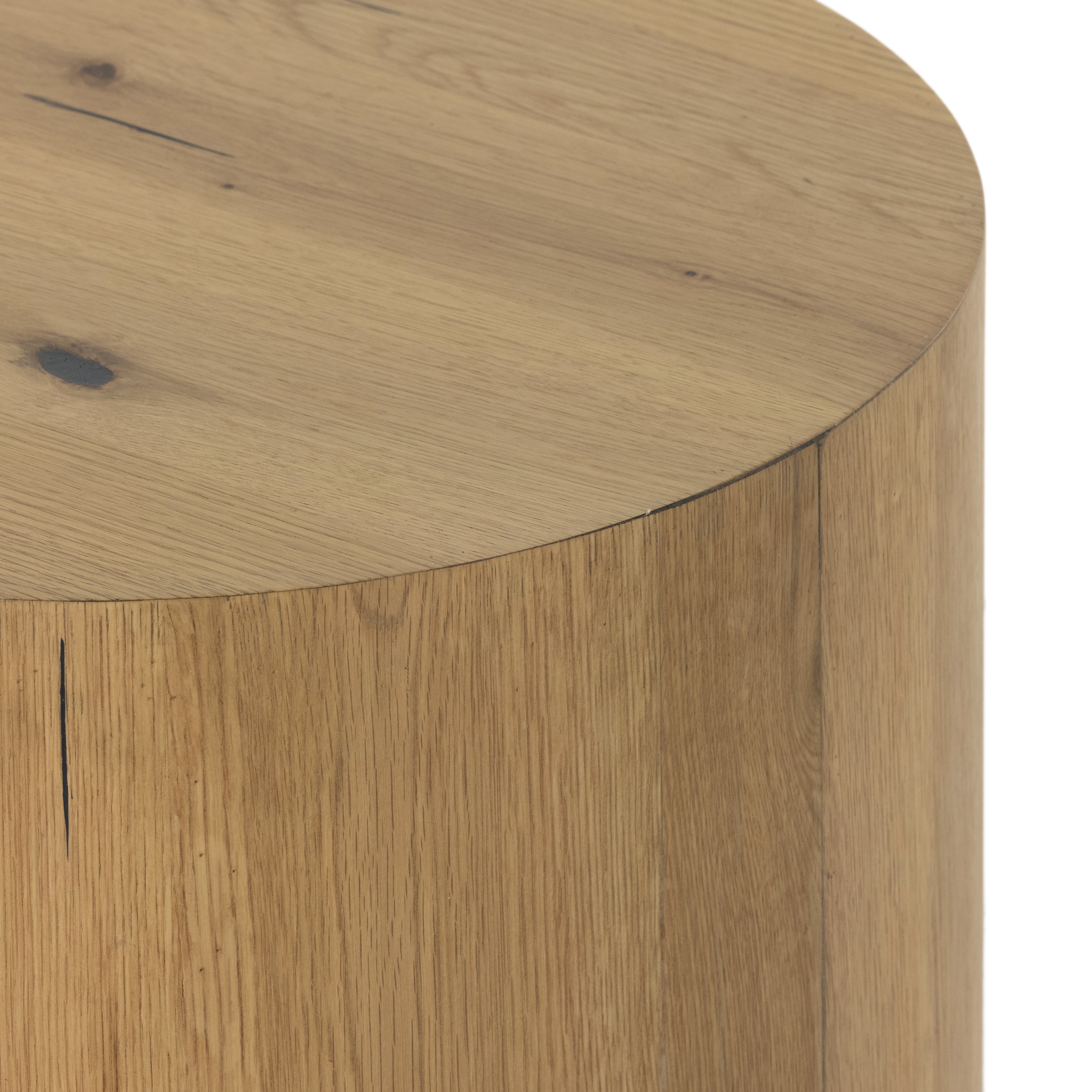 asher round oak veneer side table exclusive to Magnoliass