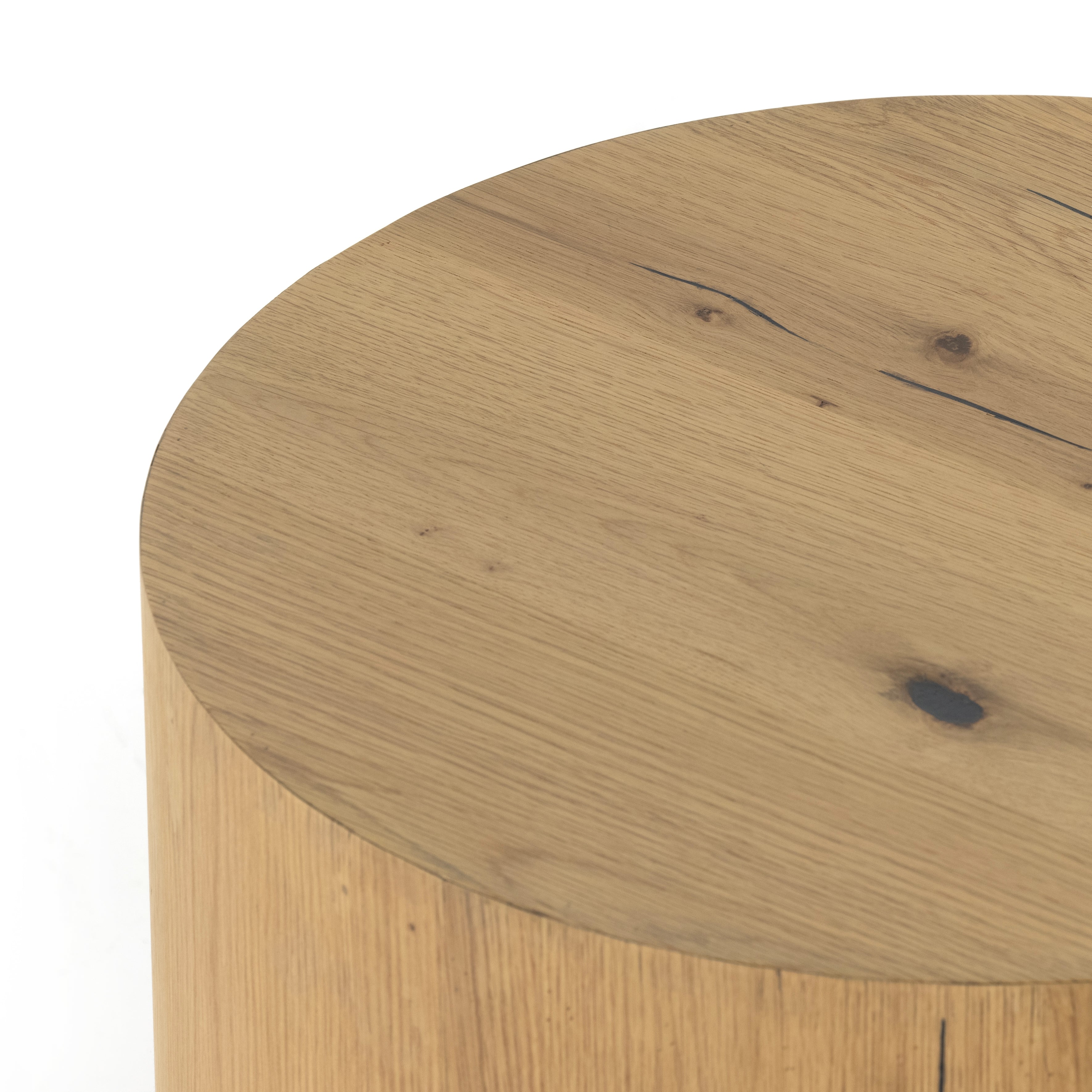 asher round oak veneer side table exclusive to Magnoliass