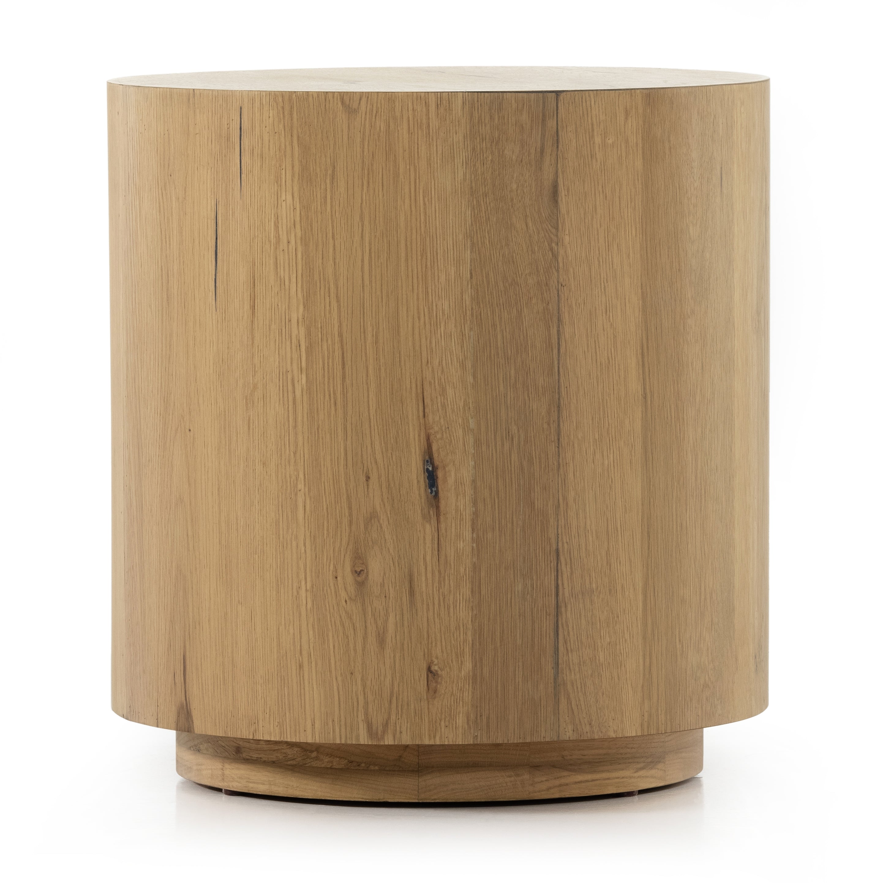 asher round oak veneer side table exclusive to Magnoliass