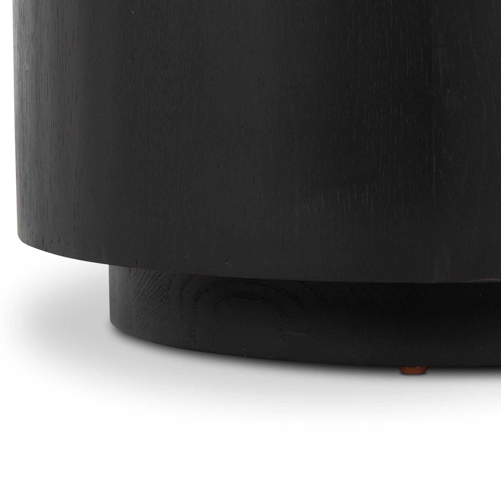 asher side table in black close up of bottom of table