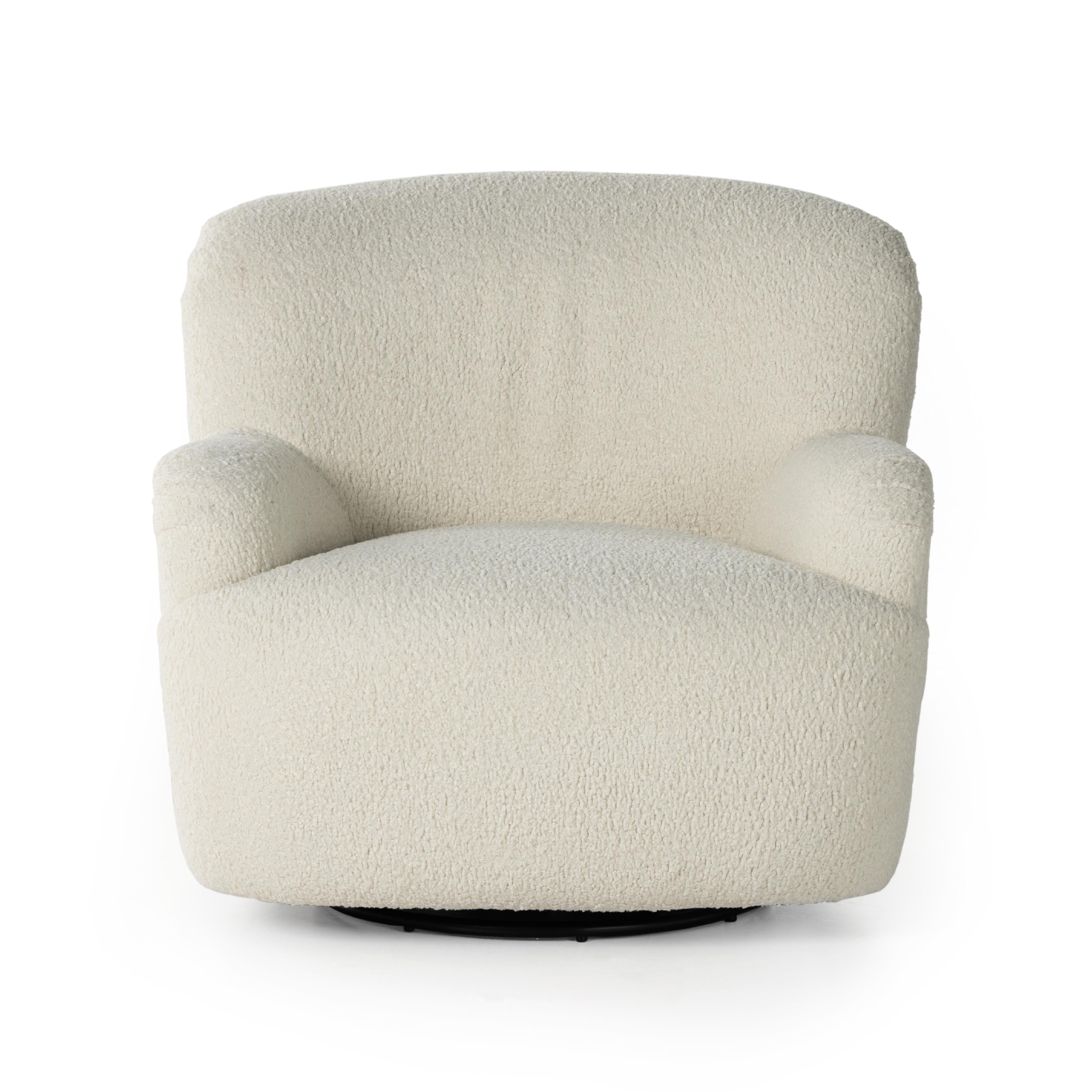 Ruby Swivel Chair in Almond front view