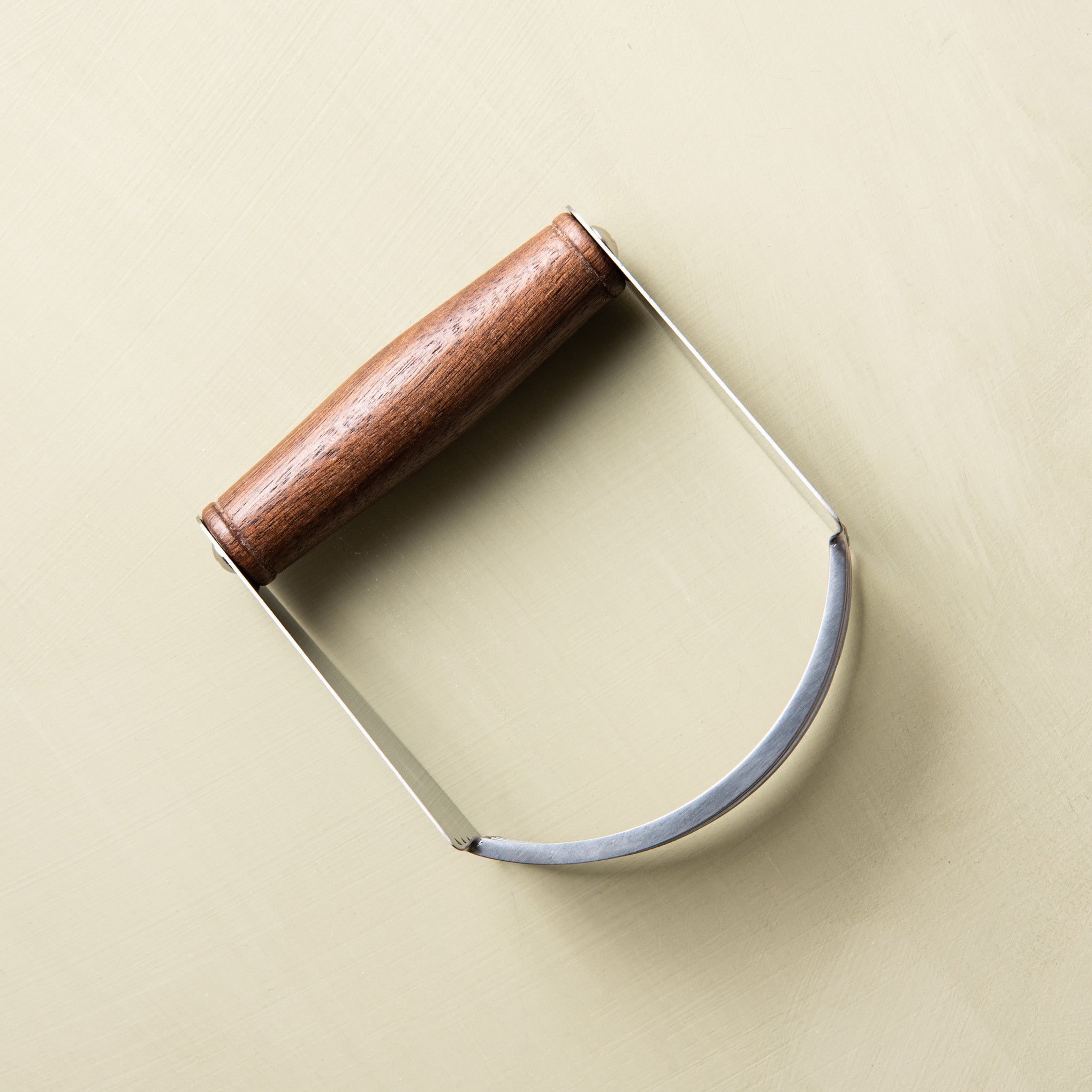 stainless steel pastry blender with walnut wood handle