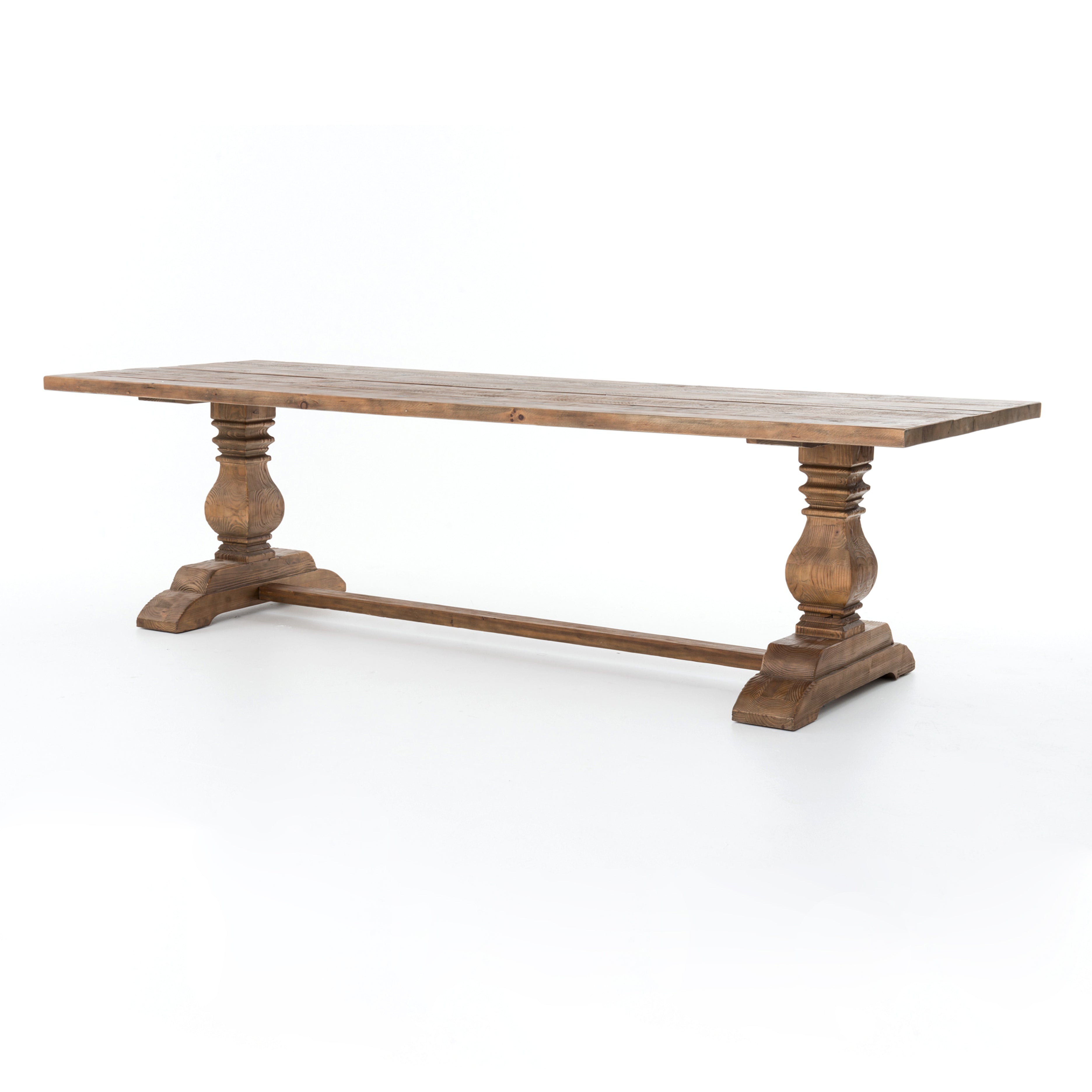 traditional wooden trestle base dining table