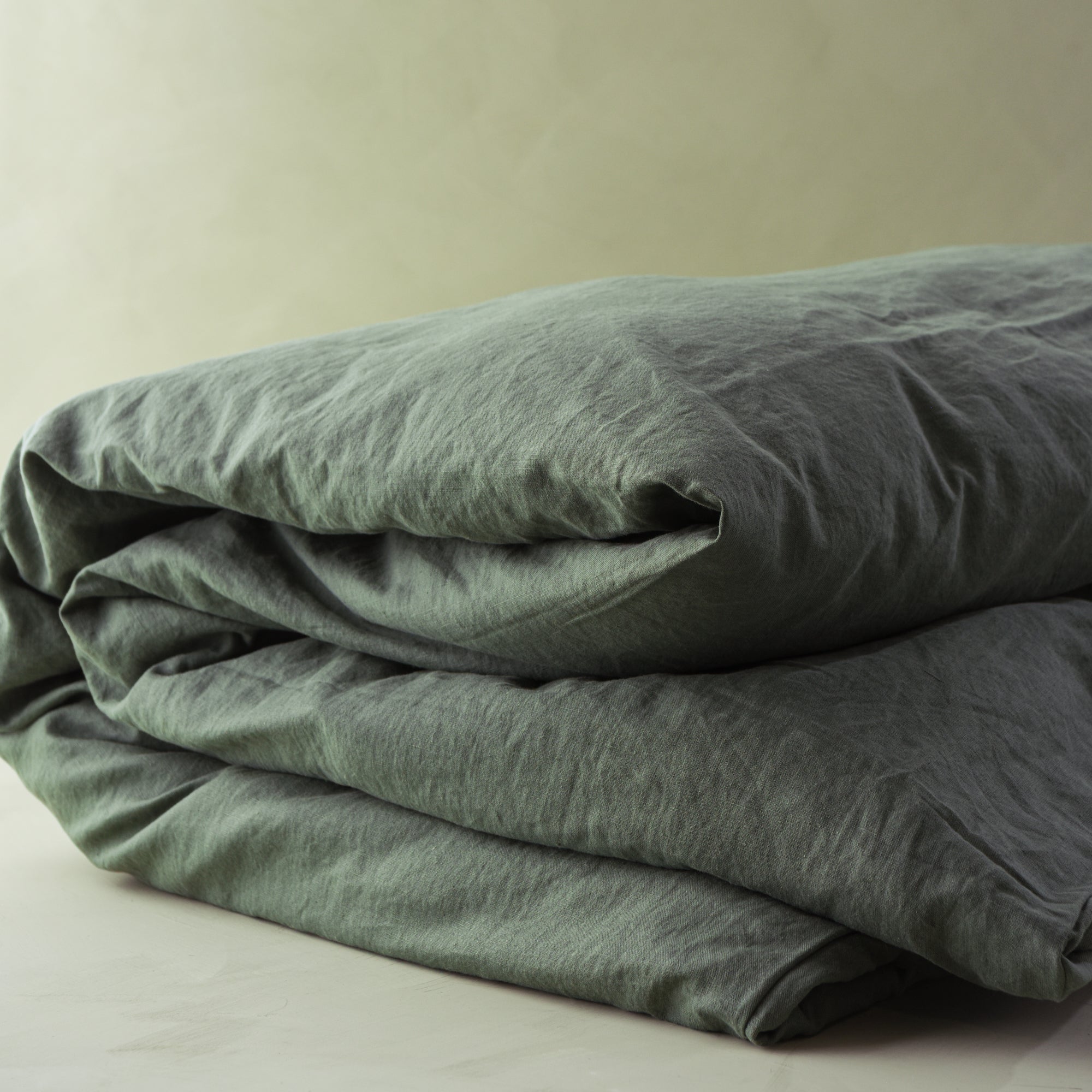Magnoliass linen cotton duvet cover bedding in dusty green