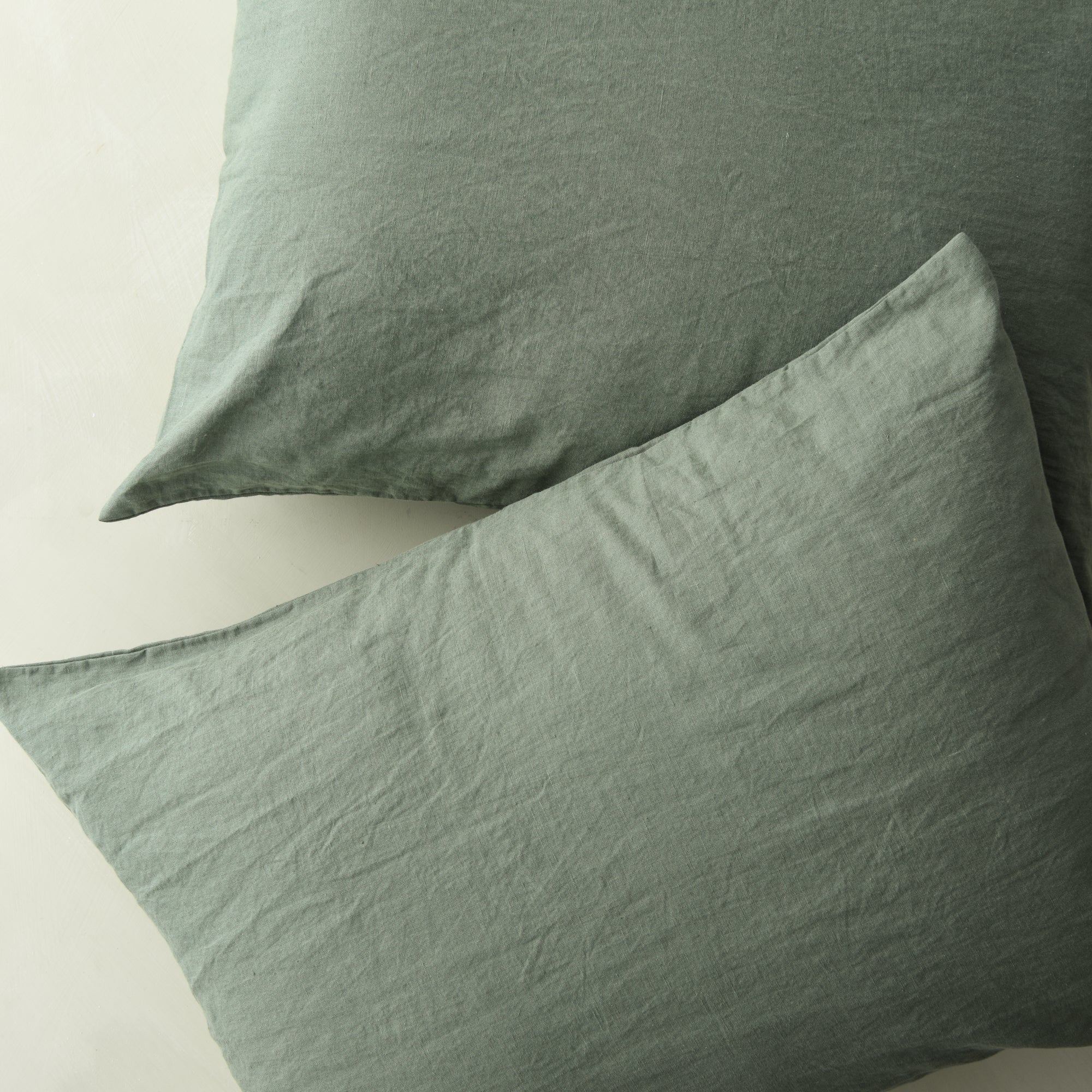 Magnoliass linen cotton pillow sham bedding in dusty green