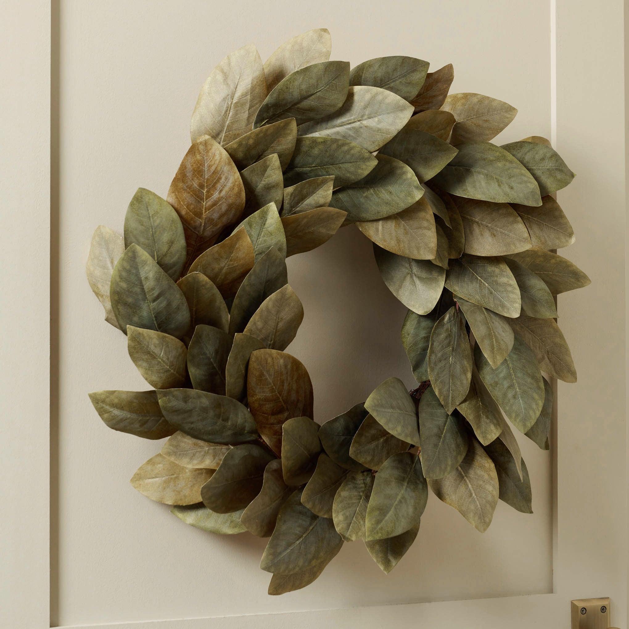 Signature Magnoliass Wreath on beige door