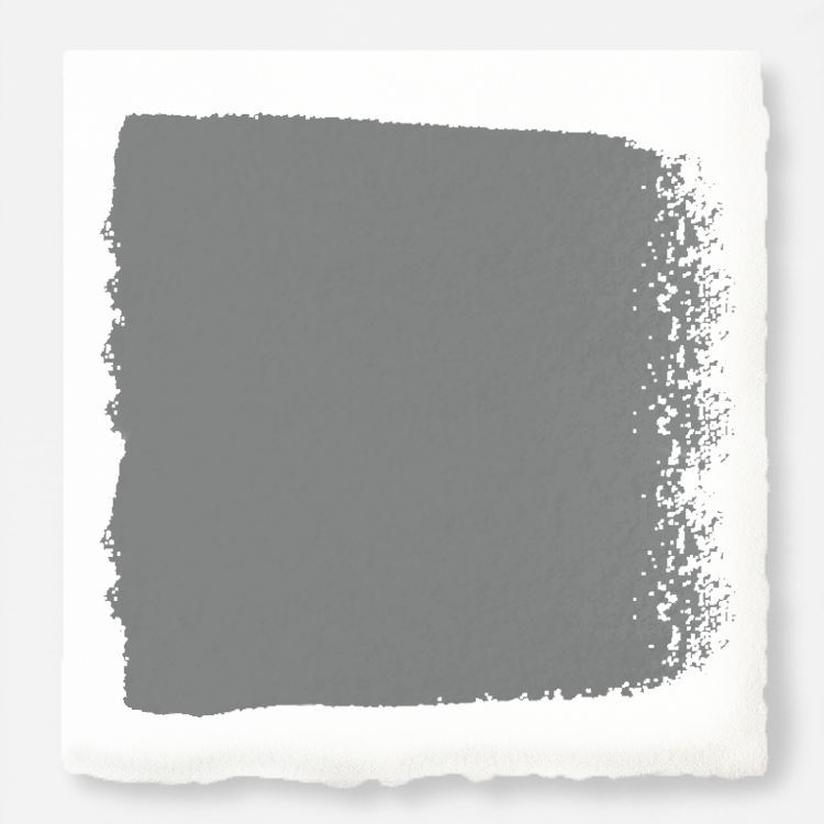 A dark gray with blue and green undertones interior paint named teak cups