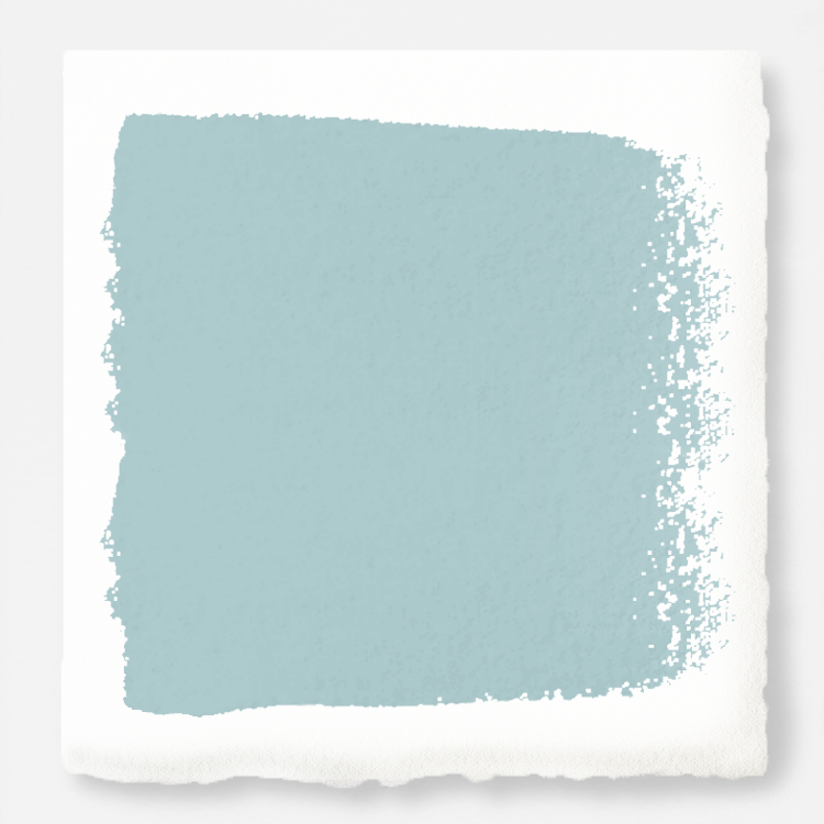 A muted blue door and cabinet paint named vibrant horizon
