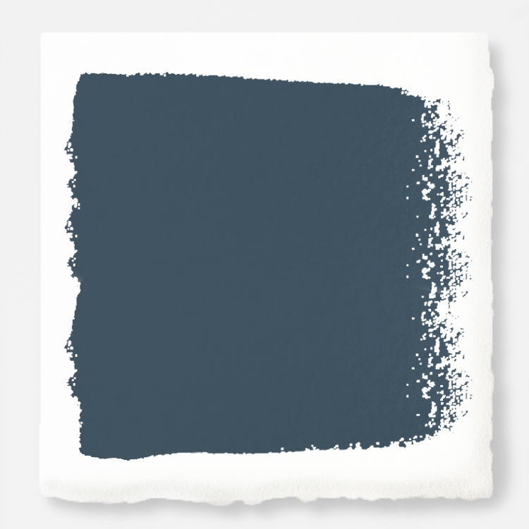 Denim blue slightly muted with gray and silver hues door and cabinet paint named bright future 