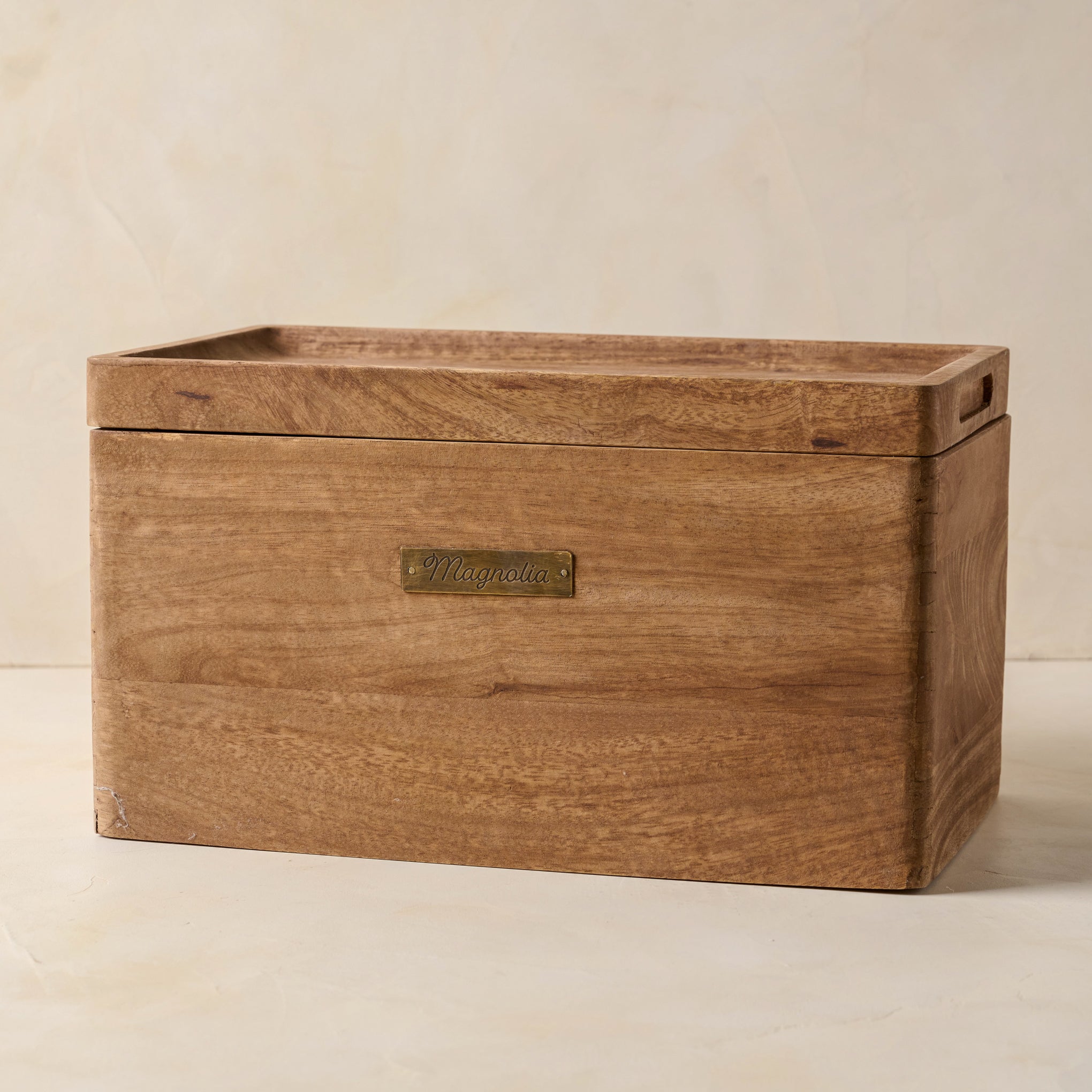 Magnoliass Antiqued Wood Storage Box