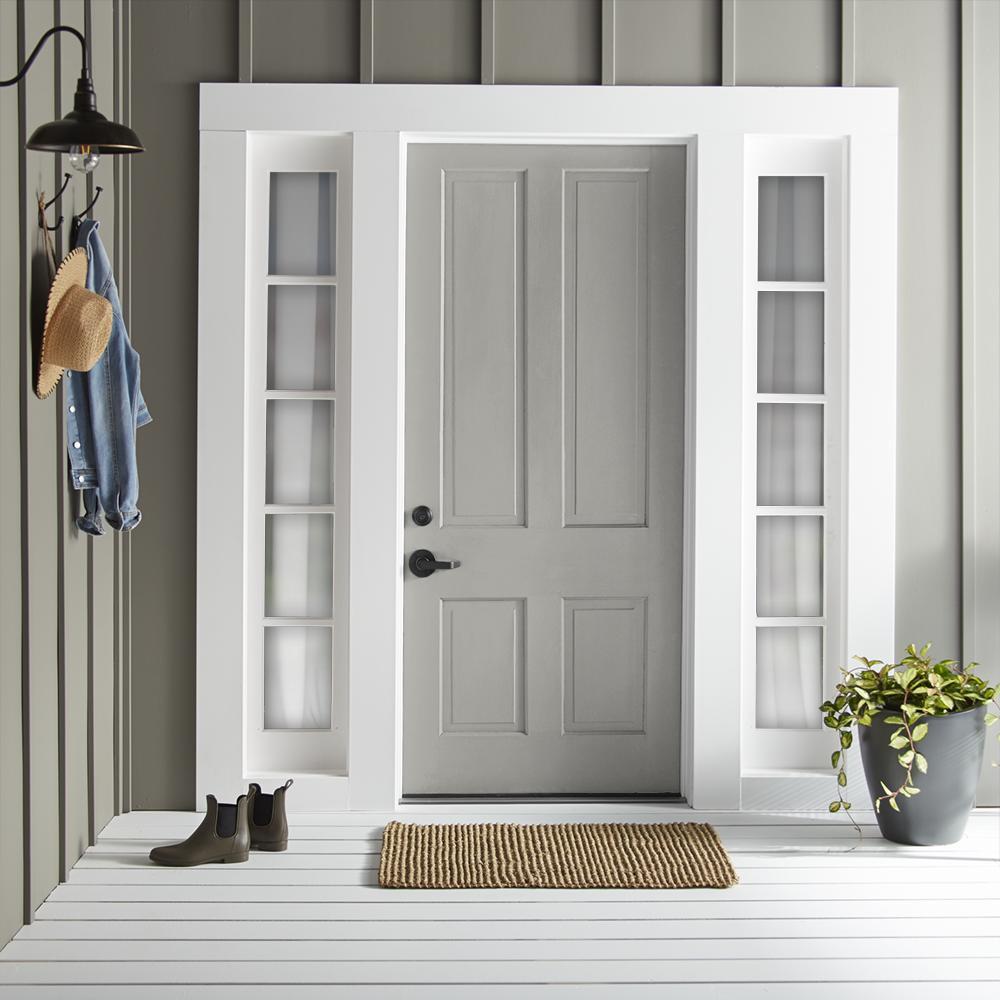 A pure gray lightly dusted with a tan hue exterior paint