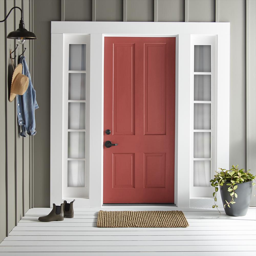 Bright red with flame orange notes exterior paint