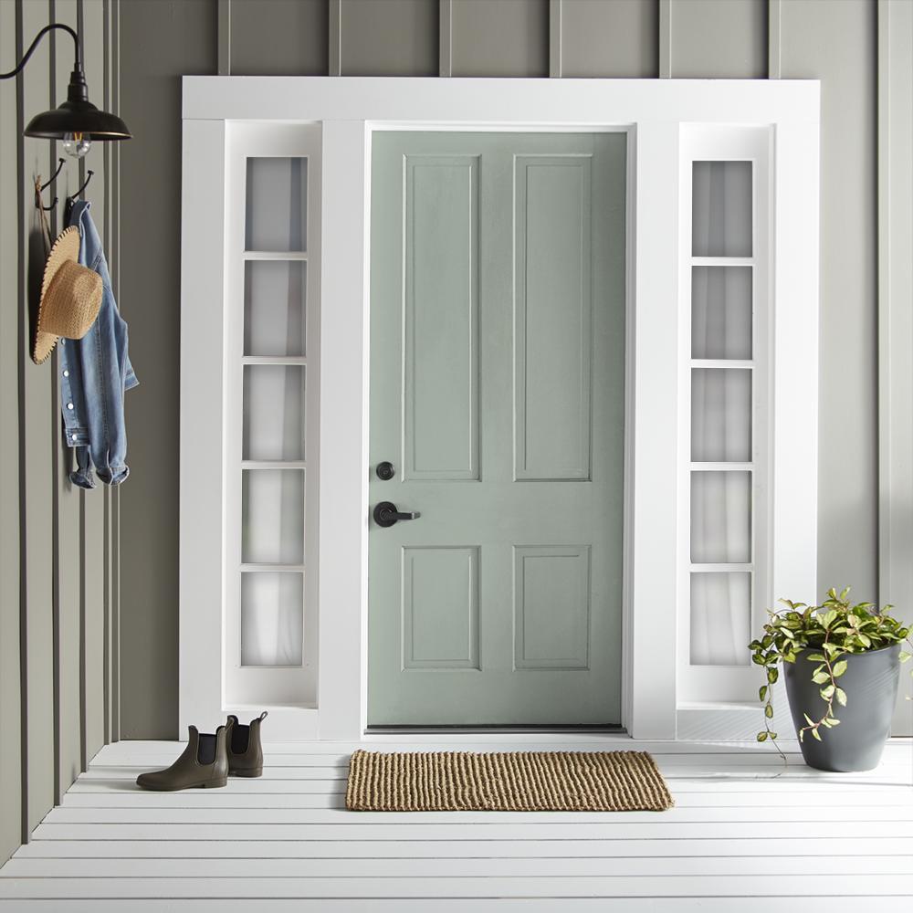 Washed mint green exterior paint