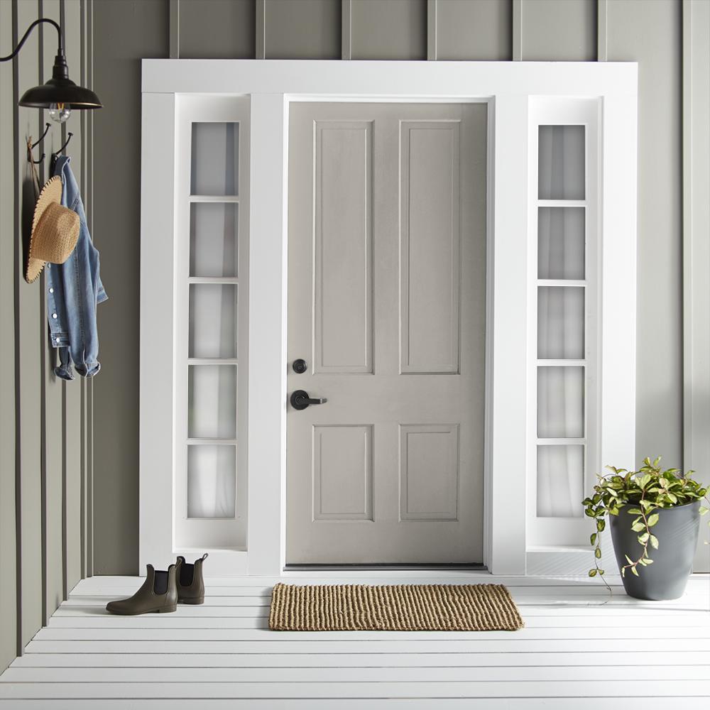 Mouse gray dusted lightly with beige exterior paint