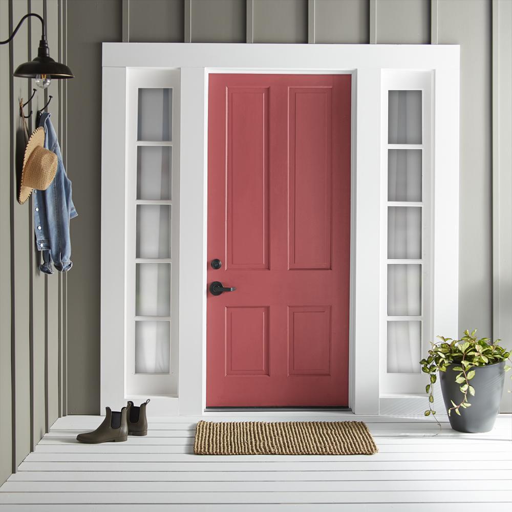 Vibrant red with notes of tangerine orange exterior paint