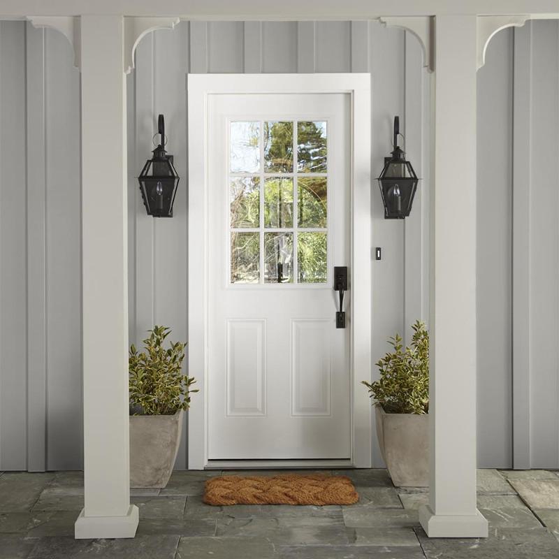 A pure gray lightly dusted with a tan hue exterior paint