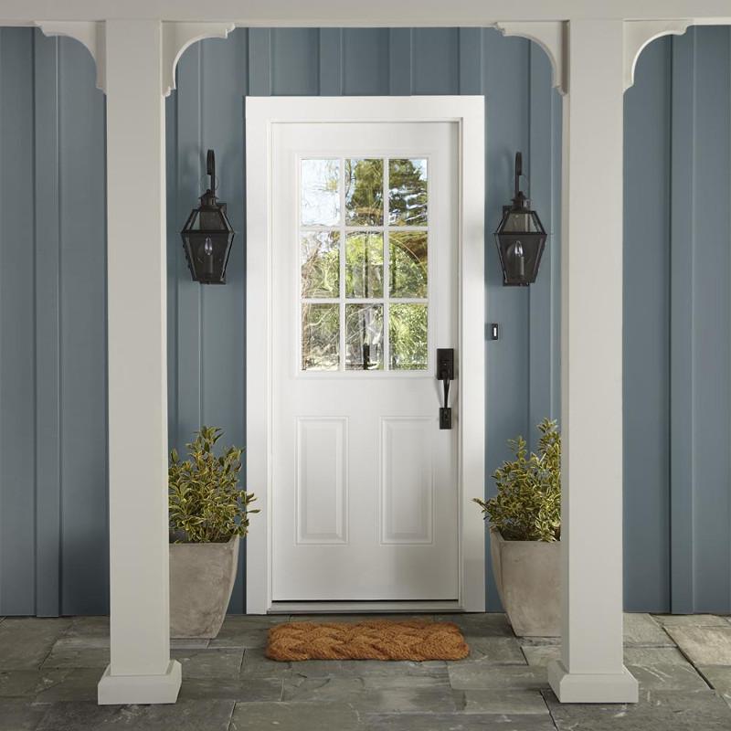 grayed out blue exterior paint