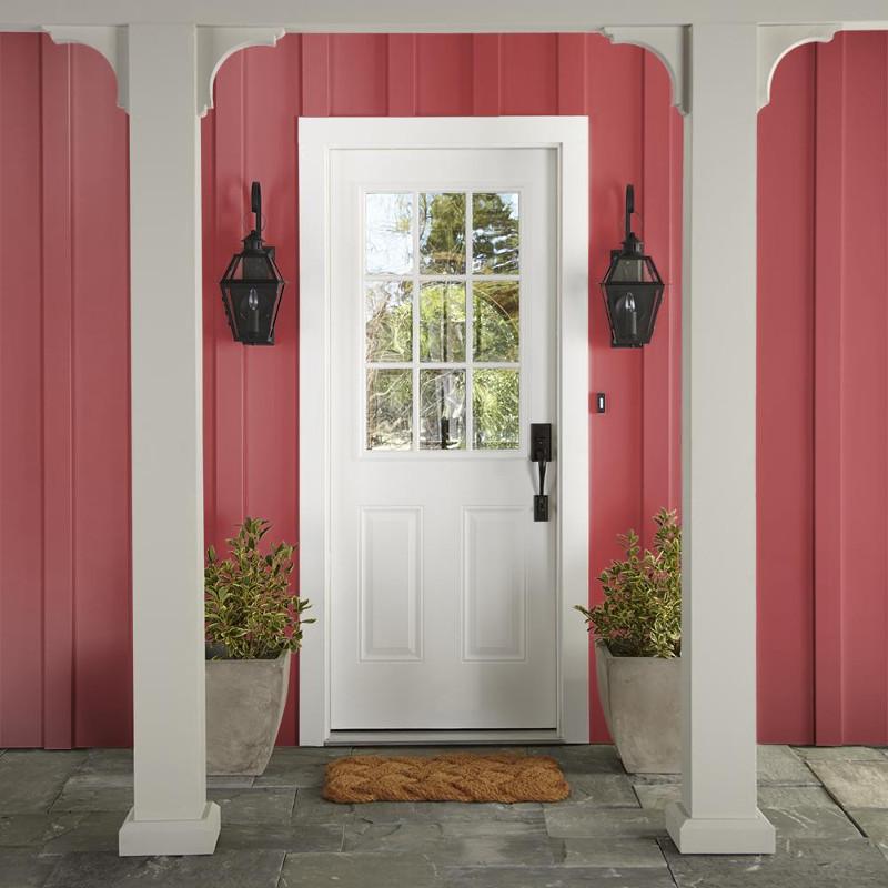 Vibrant red with notes of tangerine orange exterior paint