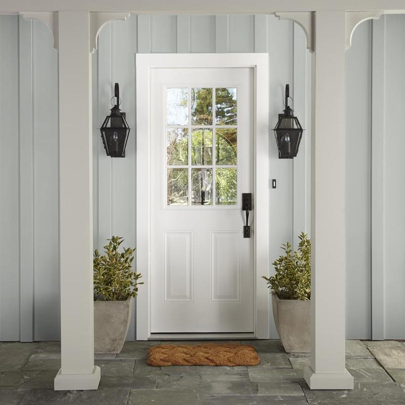 Silver gray tinted with sky blue exterior paint