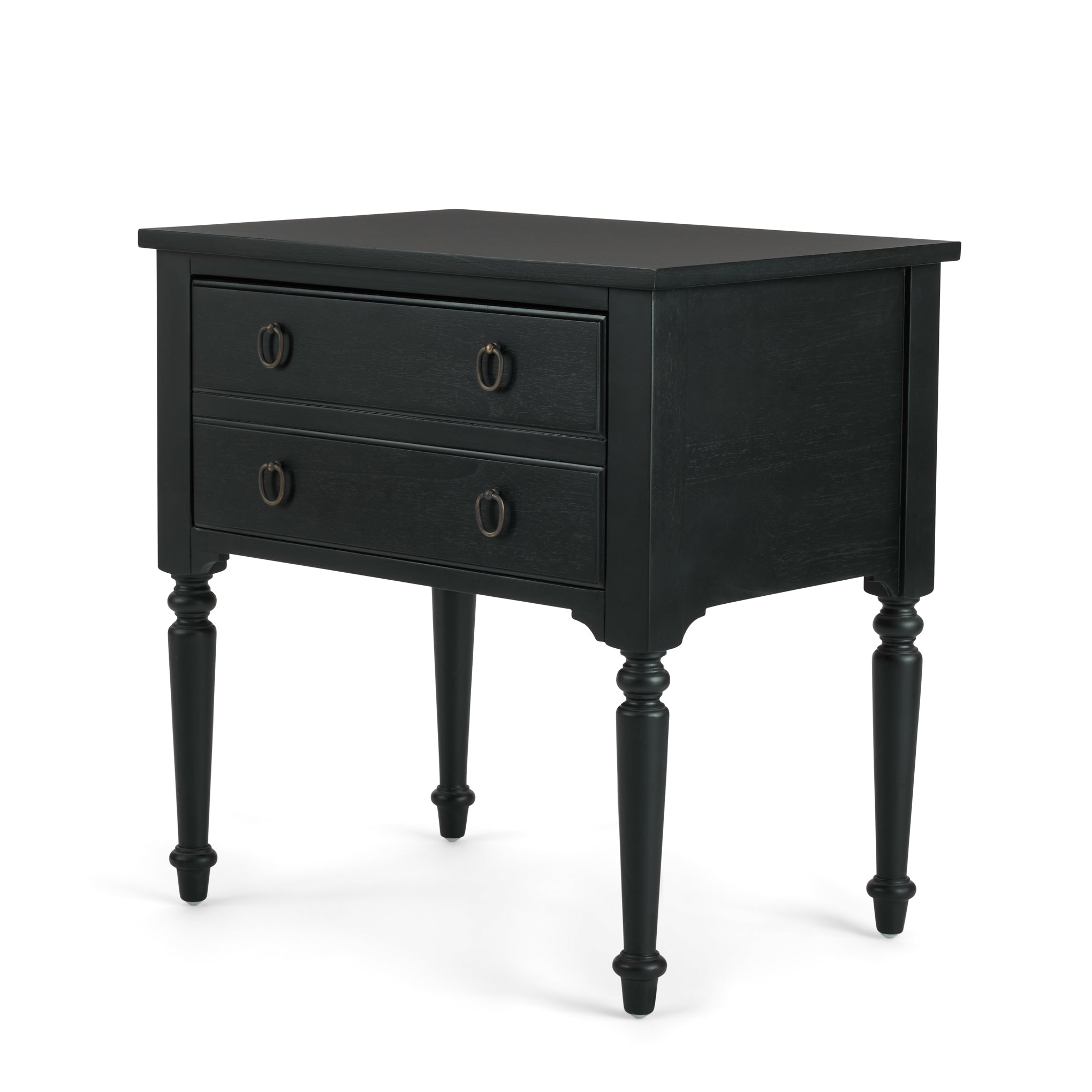 Corinne Nightstand in black mahogany angled