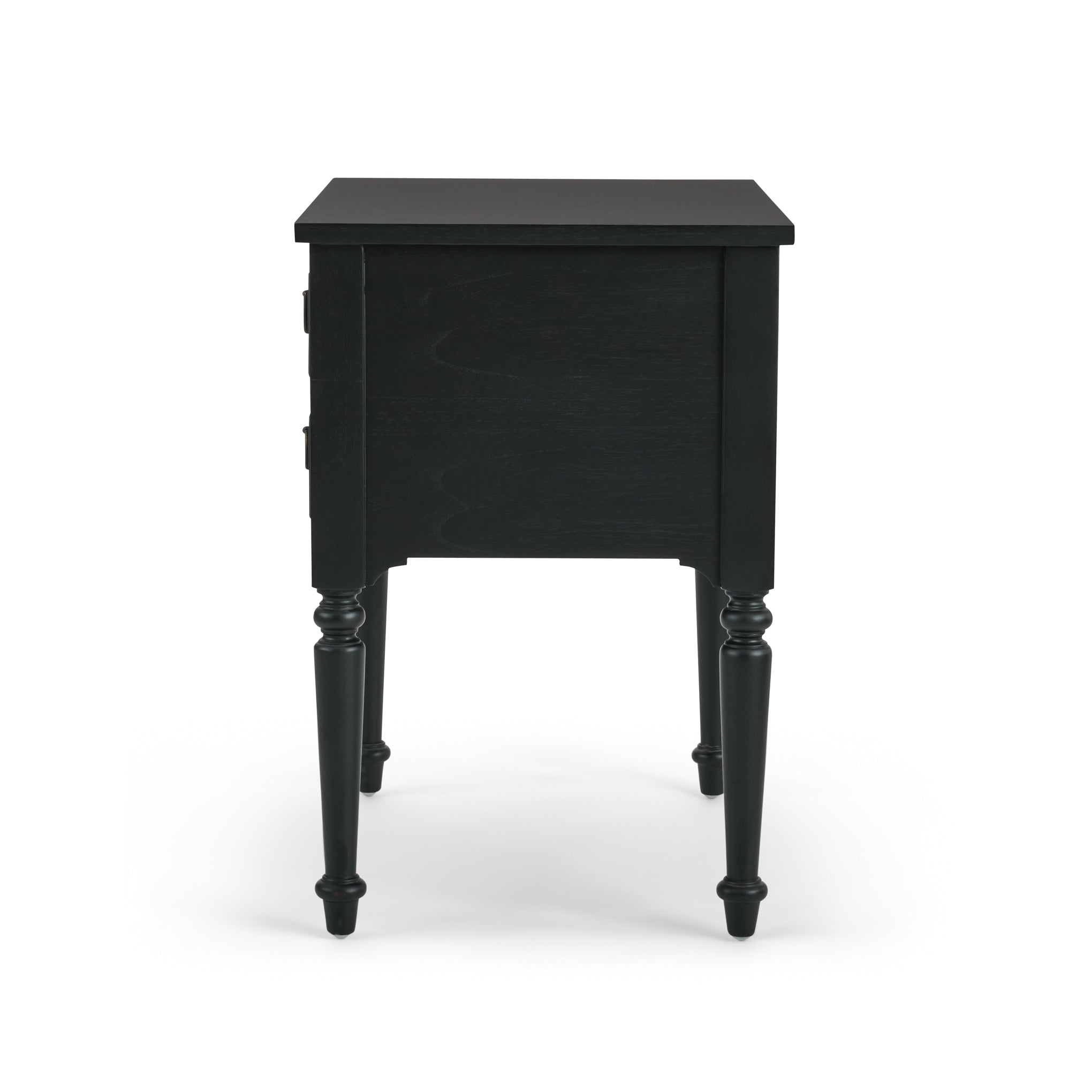 Corinne Nightstand in black mahogany side view
