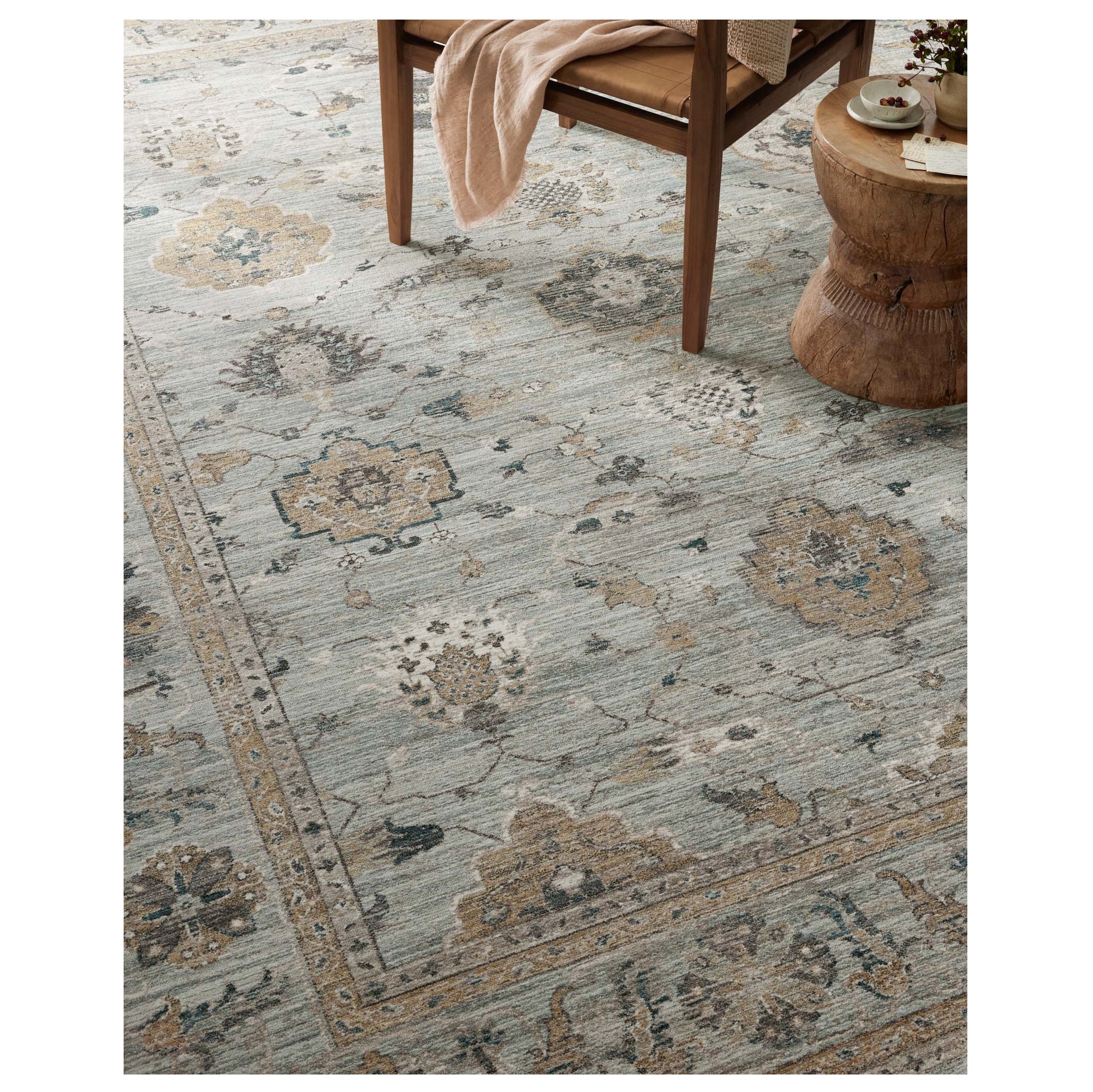 Millie Sky Gold Rug under chair