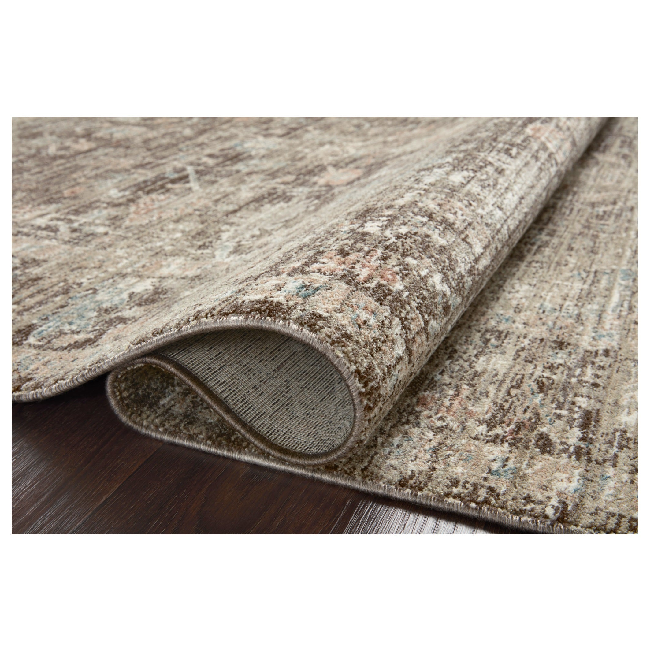 Millie Charcoal Dove Rug rolled 