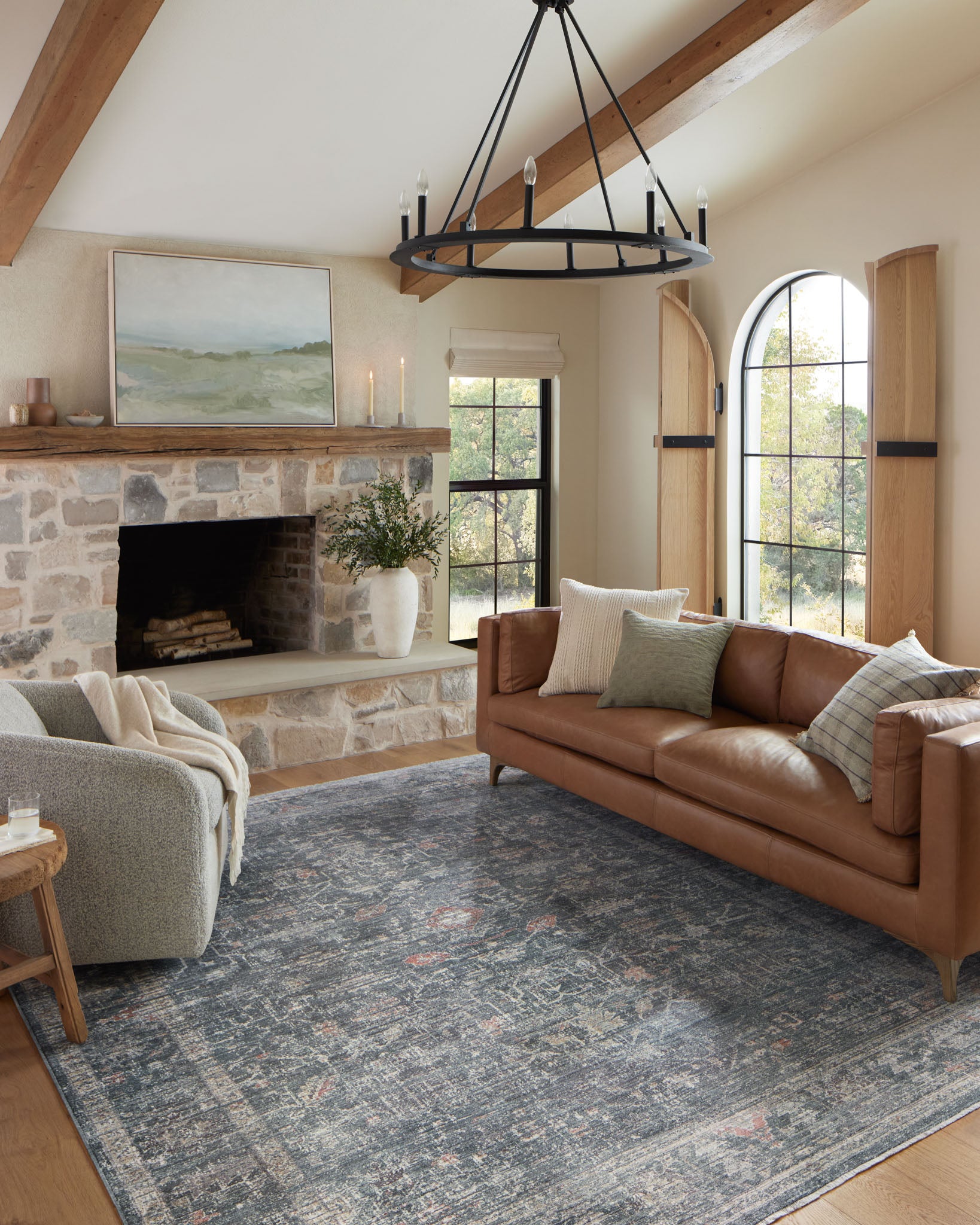 Millie Denim Multi Rug in living room